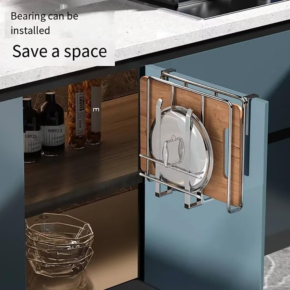Verstellbarer Topfdeckelhalter ohne Bohren Schneidebrett Rack Küchenschrank Aufbewahrungslösung Teleskopregal für Utensilien Platzsparend Schwarz B