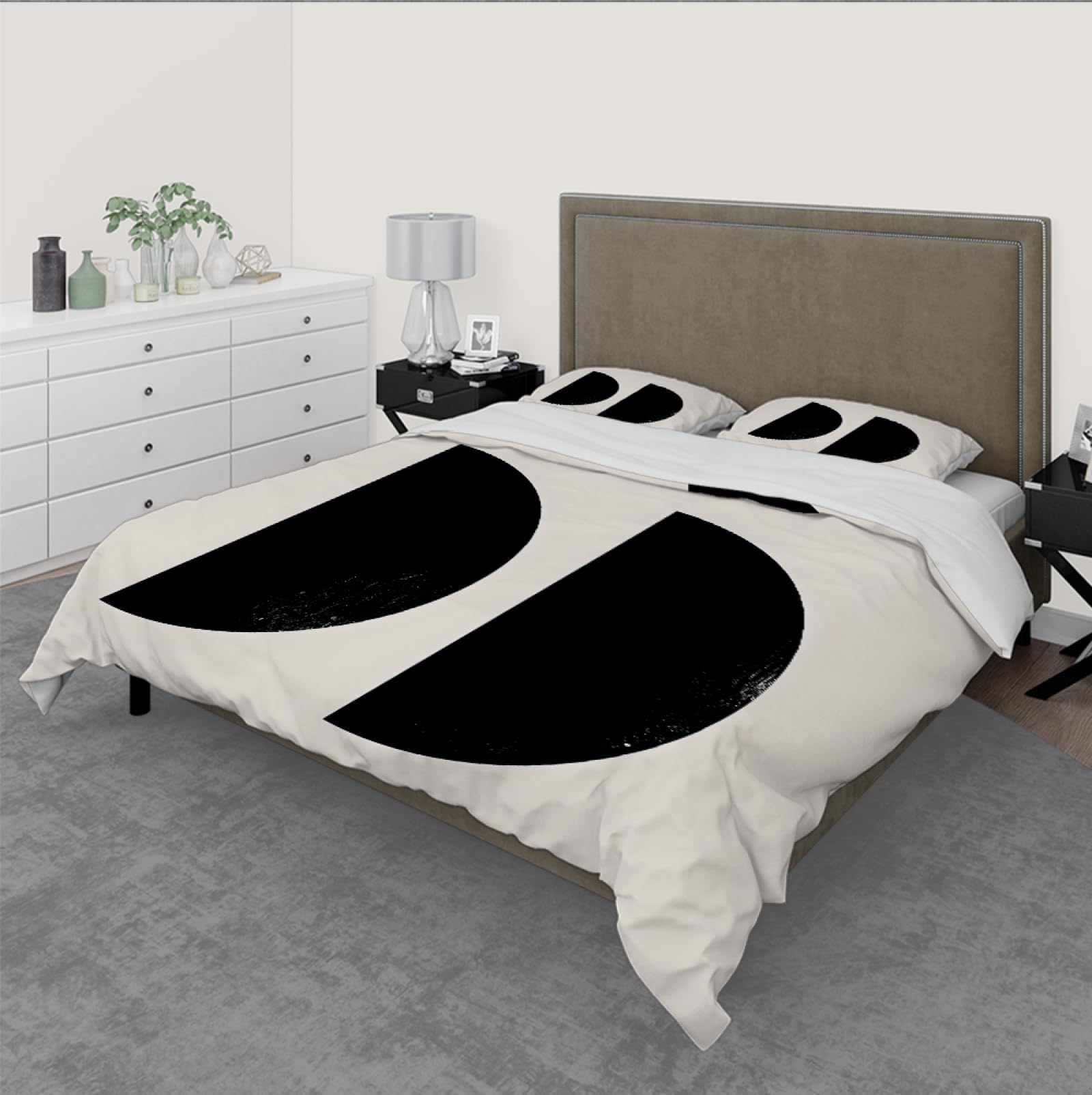 Nowoczesny minimalistyczny styl czarny półokrągłe poszwy na kołdrę na komfortowy sen Top miękki w dotyku zestaw pościeli 155x200cm