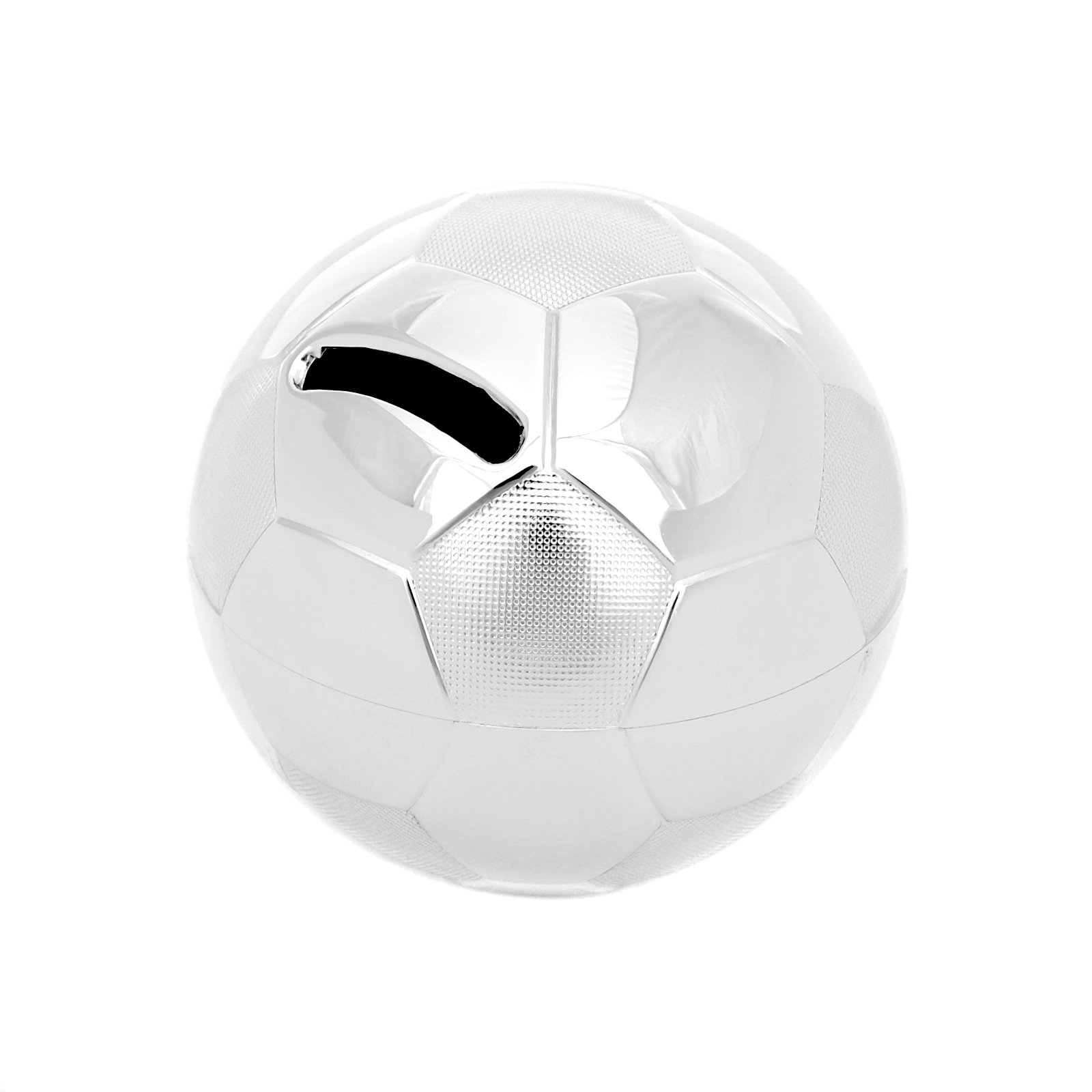 Zilverstad Spardose Fußball 8,5x8,5x8cm versilbert (Gravur bis 15 Zeichen)