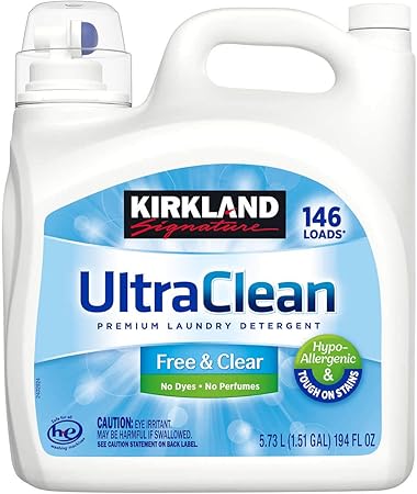 Kirkland Signature Ultra Clean Free & Clear He Premium Hypoallergénique 146  Charges De Linge Liquide 5,73 L : Amazon.ca: Santé Et Soins Personnels