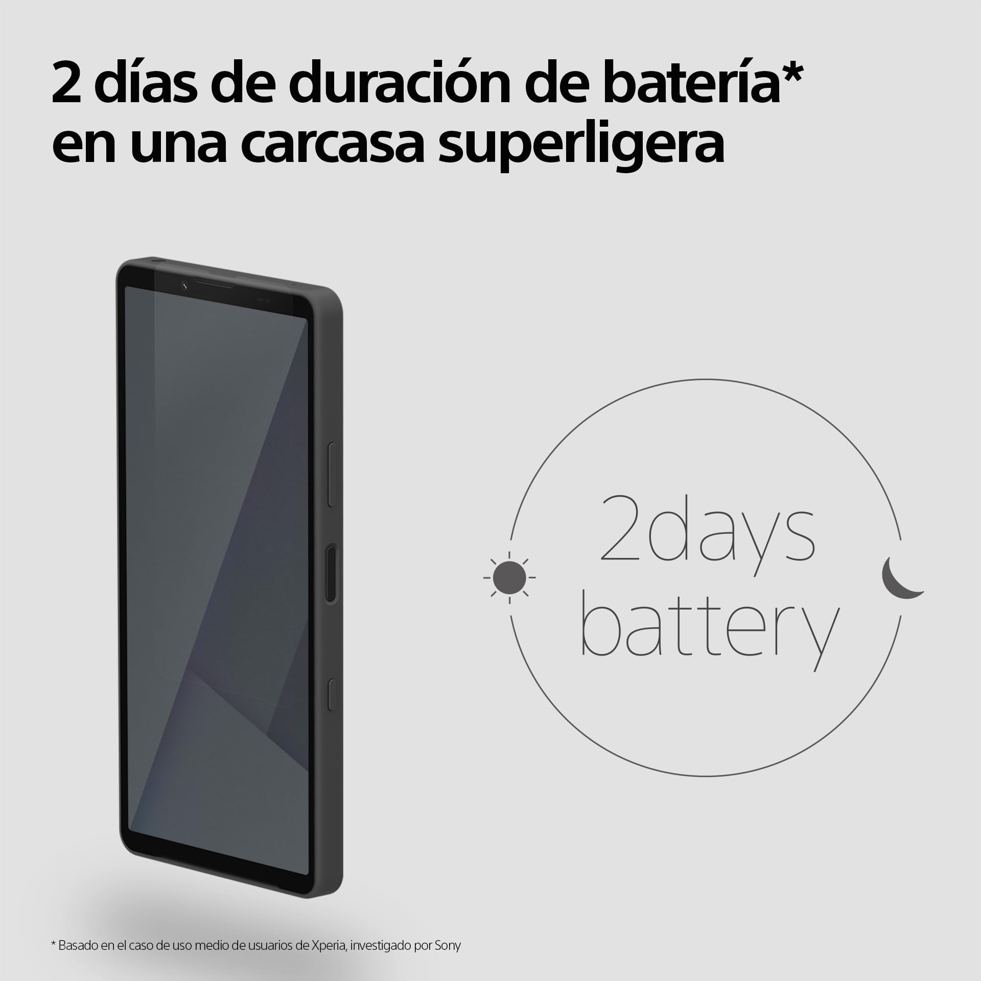 Sony Xperia 10 VII: OLED de 6,1" y 19,5:9 con 120 Hz, batería de 5000 mAh, Objetivo Ultra Gran Angular de 16 mm, Audio de 3,5 mm, Android 15, IP65/68, Doble SIM híbrida, Negro Carbón