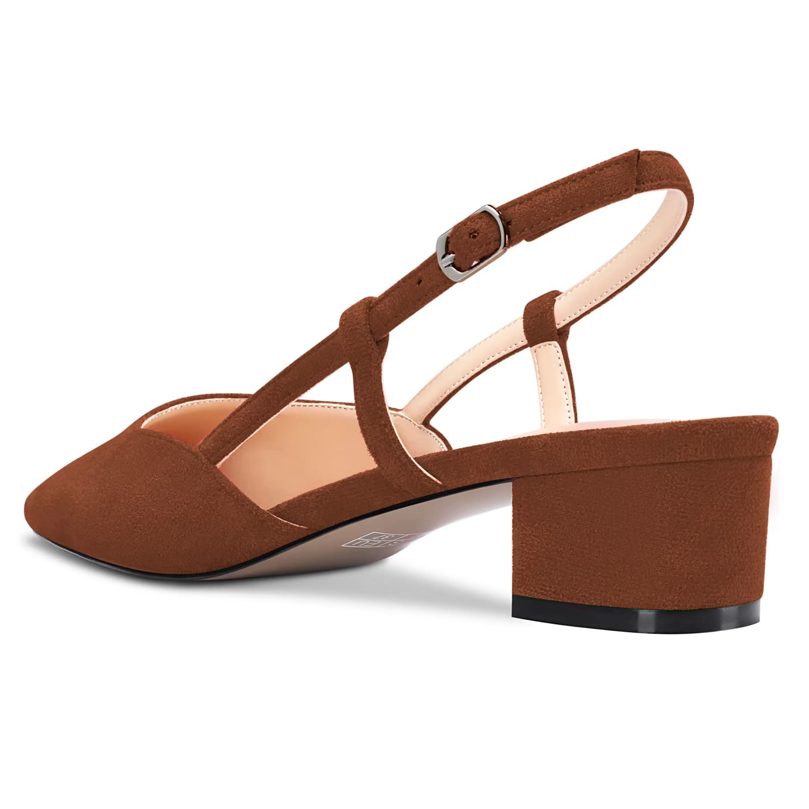 NobleOnly Donna Chunky Blocco Basso Gattini Tacco Heel Quadrata Punta Sandali Slingback Slip-on Pumps da Matrimonio Cute Scarpe