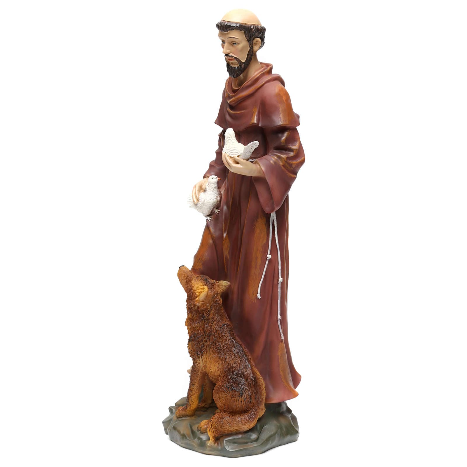 Holyart Statue in resina e PVC: San Francesco con lupo 50 cm resina