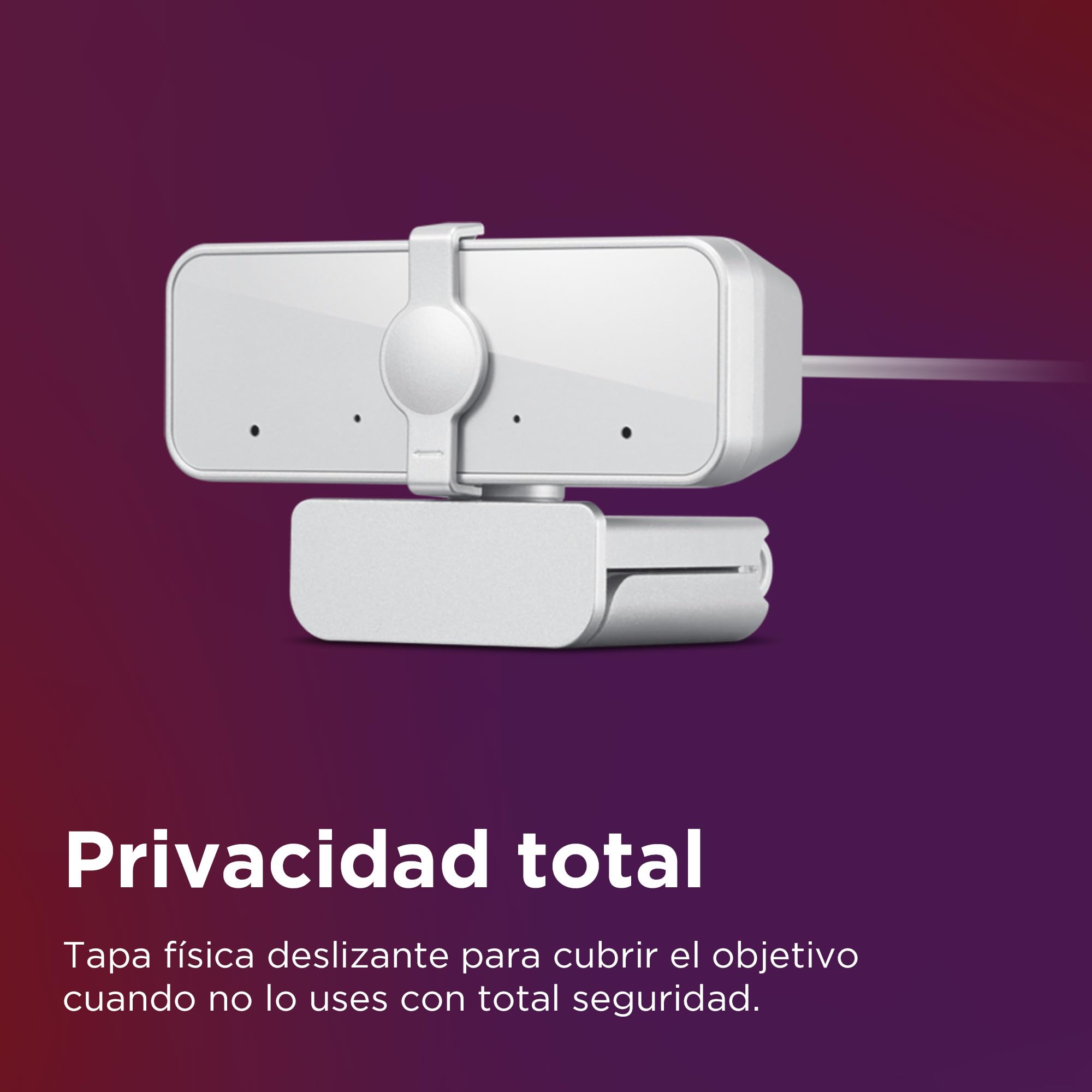Lenovo 310 Cámara Web Full HD, Cámara para Ordenador con resolución nítida, micrófono estéreo Integrado, Tapa para privacidad y Enganche Universal – Blanco