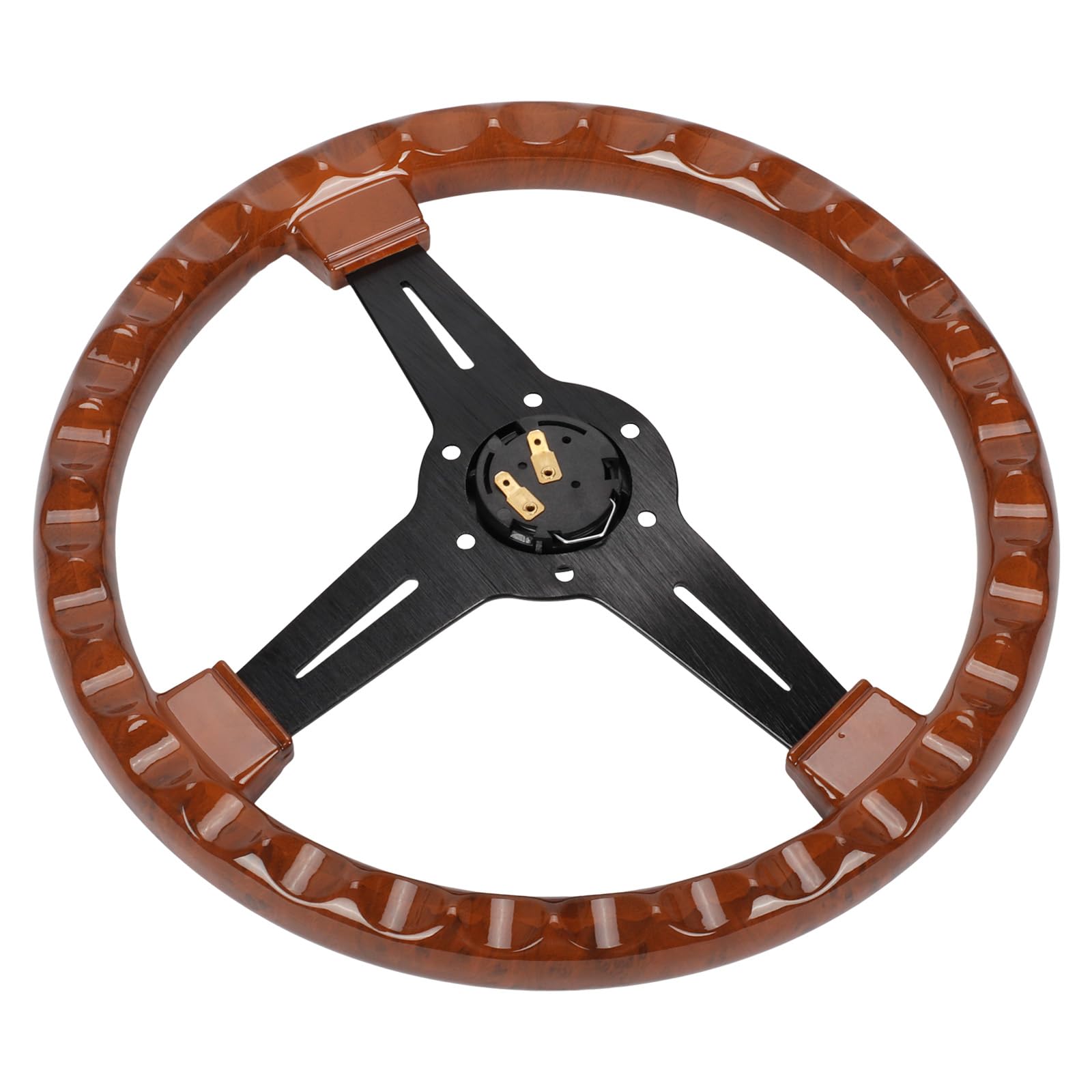 aleawol 350 mm Volante in Legno, 14 Pollici Volante in Mogano Classico con Kit Clacson per Auto Modifica Retrofit