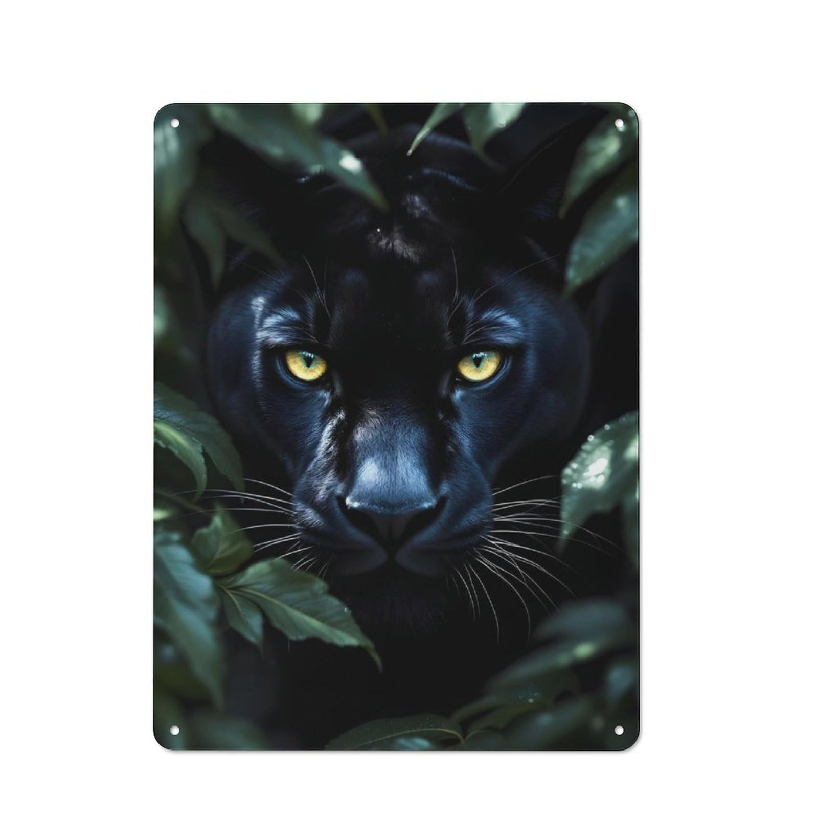 Junmoney Black Panther Close-Up Retro Tin Sign 40X30cm For Pub Or Café, For Collectors Building A Themed Wall Display