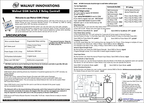 Image of Walnut Innovations GSM Mobile Switch 2 Relay Control, White,ABS Body