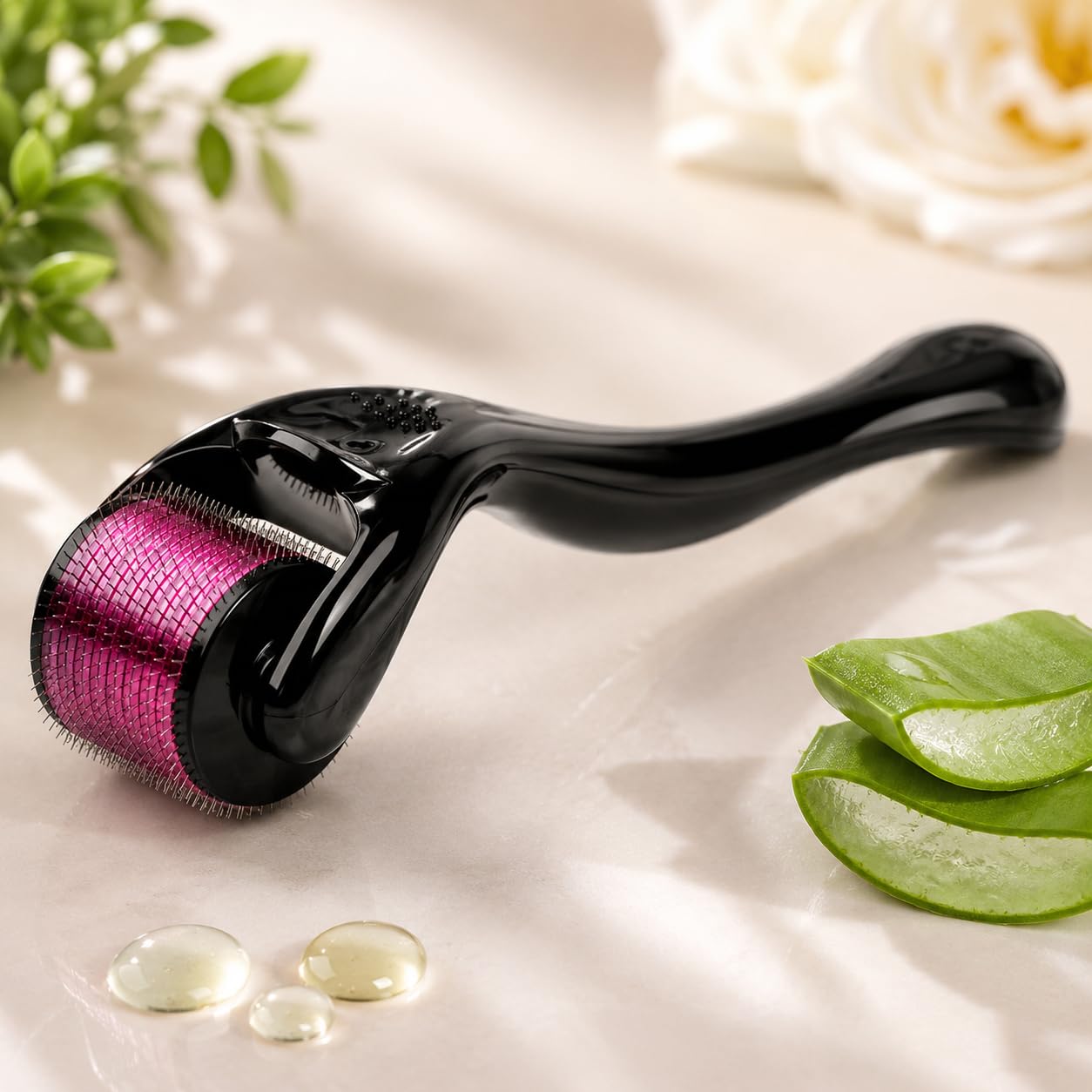 Derma Roller 0.5mm for Face, Beard & Hair | 540 Titanium Micro Needles | Microneedling Roller for Men & Women | Ergonomic Handle | Home Skin Care Tool-image-25