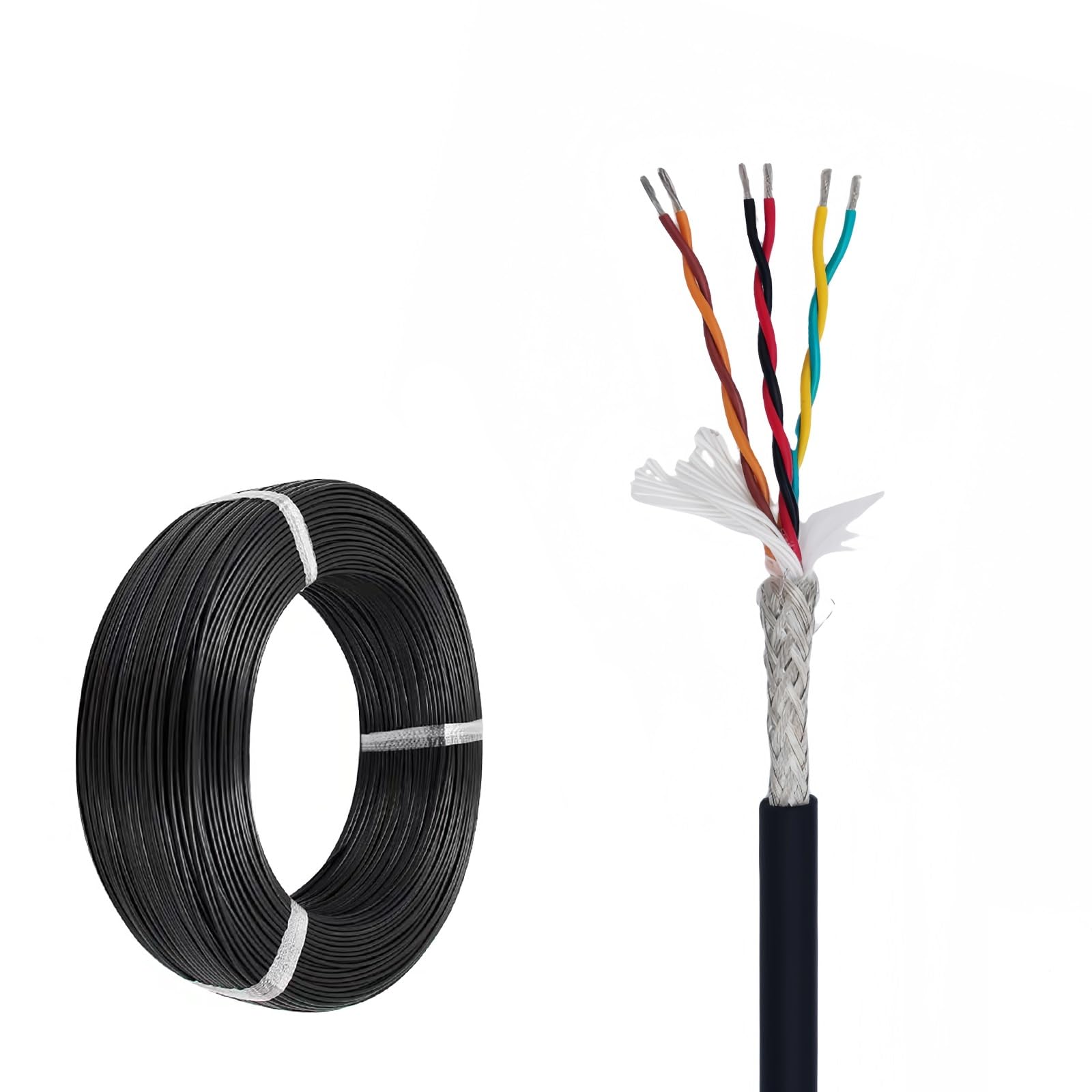 AMZBNEIDI Hookup Connecting Wire Cable, 24AWG 4-20 Conductor Shielded Twisted-Pair Cable 300V For Data Audio Control Automation(50ft,24AWG-16C)