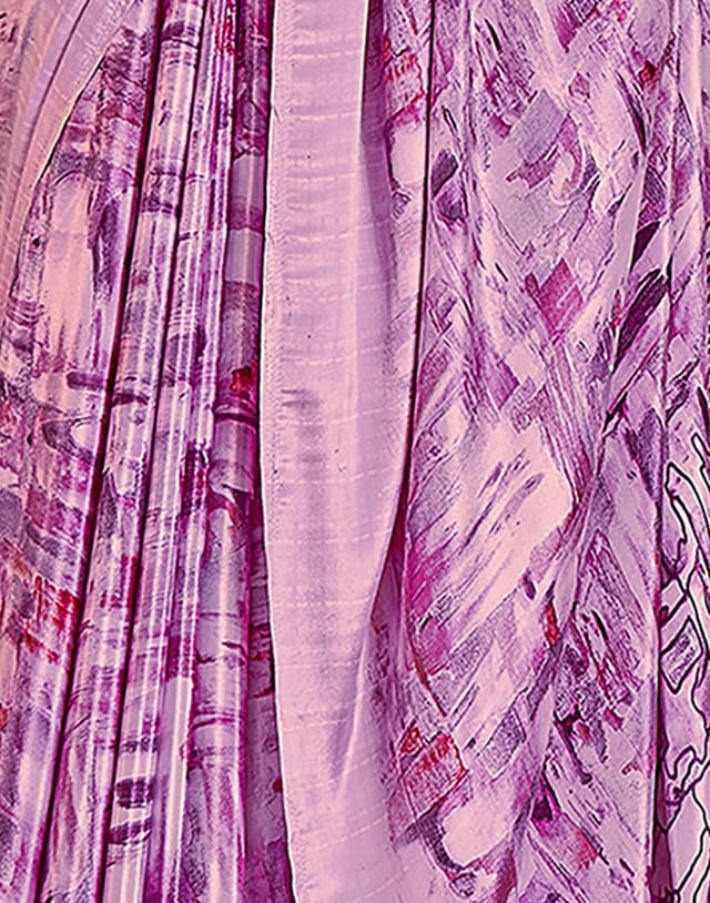 Image of SIRIL Women's Printed Silk Crepe Saree with Unstitched Blouse Piece