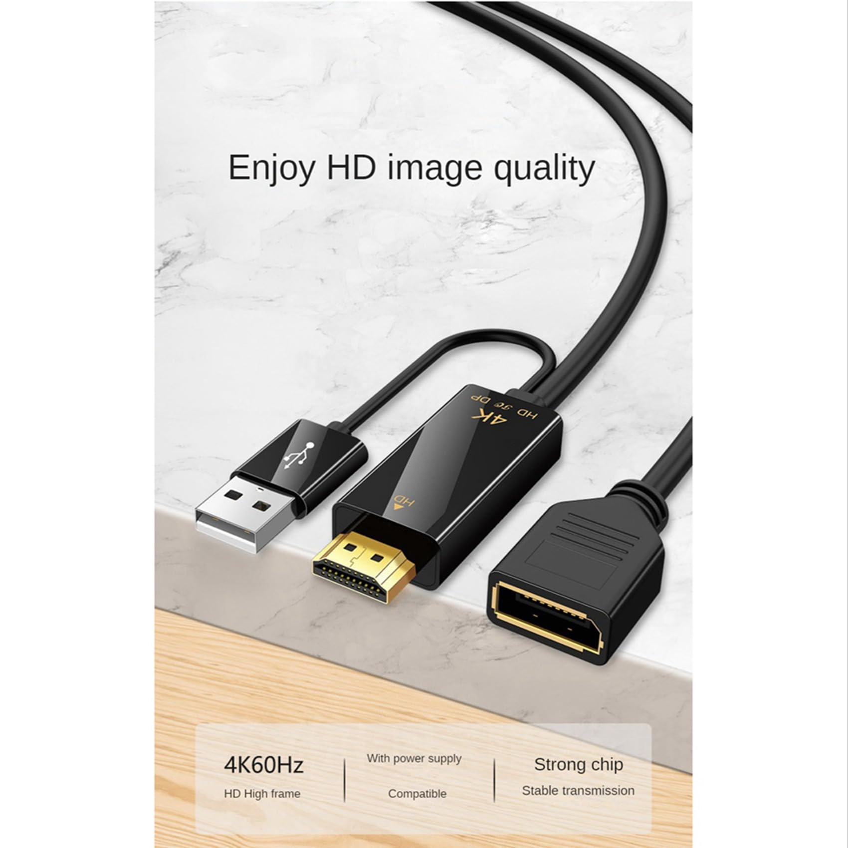 10X Kompatybilny z Kabel Konwertera z Męskiego na Displayport Żeński 4K@60Hz Kabel z Adapterem Zgodny z na Konwerter DP