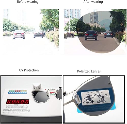 Miniatura 6 de Gafas de sol polarizadas con clip antirreflejos, protección UV 400, gafas de sol CateyeAviator, gafas de sol con clip en gafas graduadas