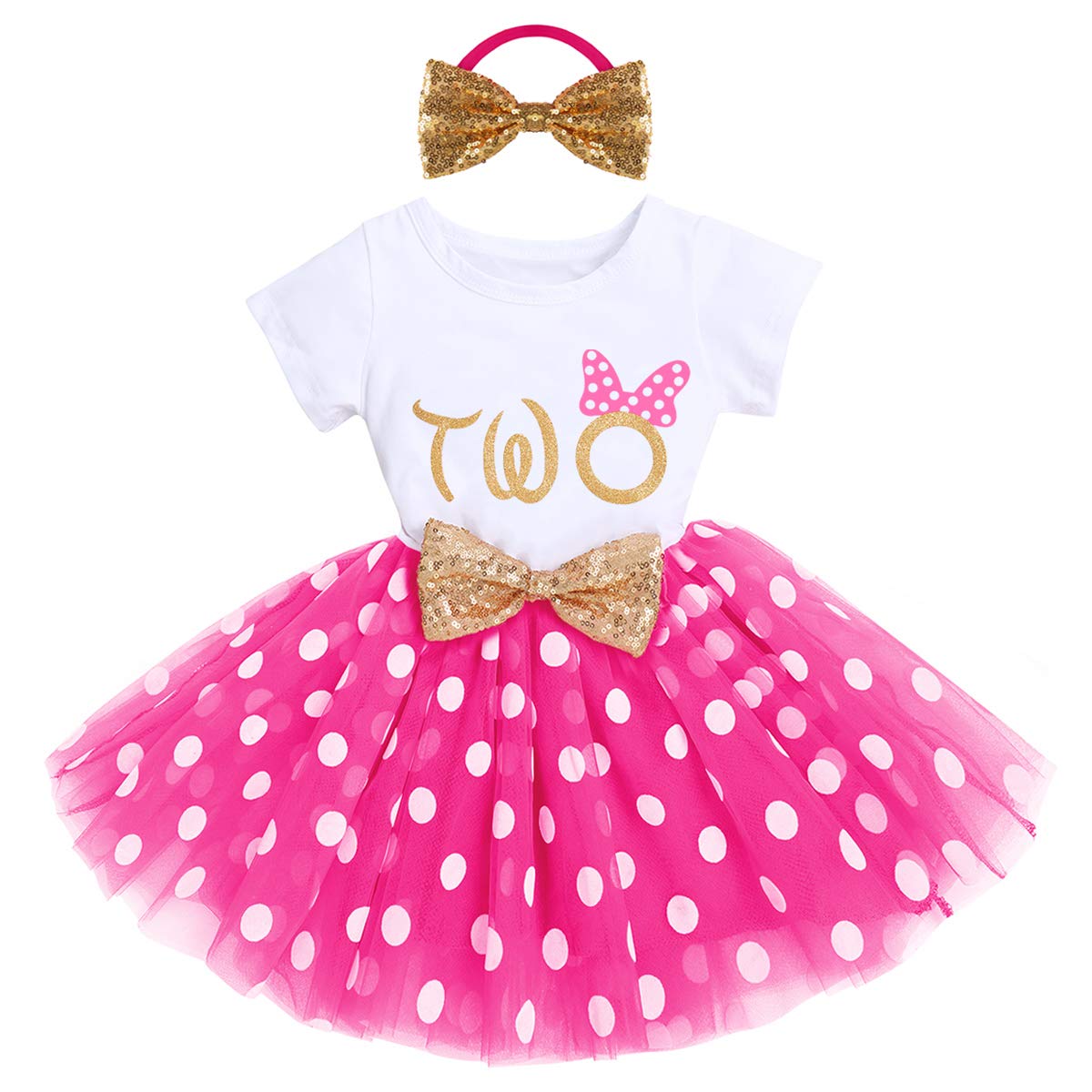 Girls Baby 1st 2nd 3rd Birthday Outfit Mouse Tulle Dress+Sequins Headband Princess Cake Smash Clothes