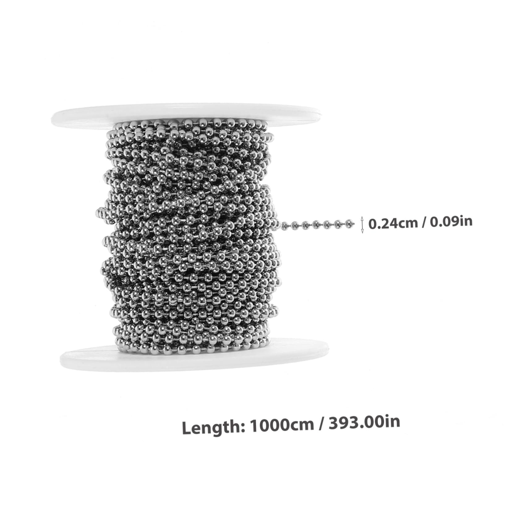SHINEOFI 3 10 10m Lunghezza Catena in Acciaio Inossidabile 2.4mm Catena di Perline di Metallo Creazione di Gioielli Corda Artigianato Decorazione Creazione di Gioielli