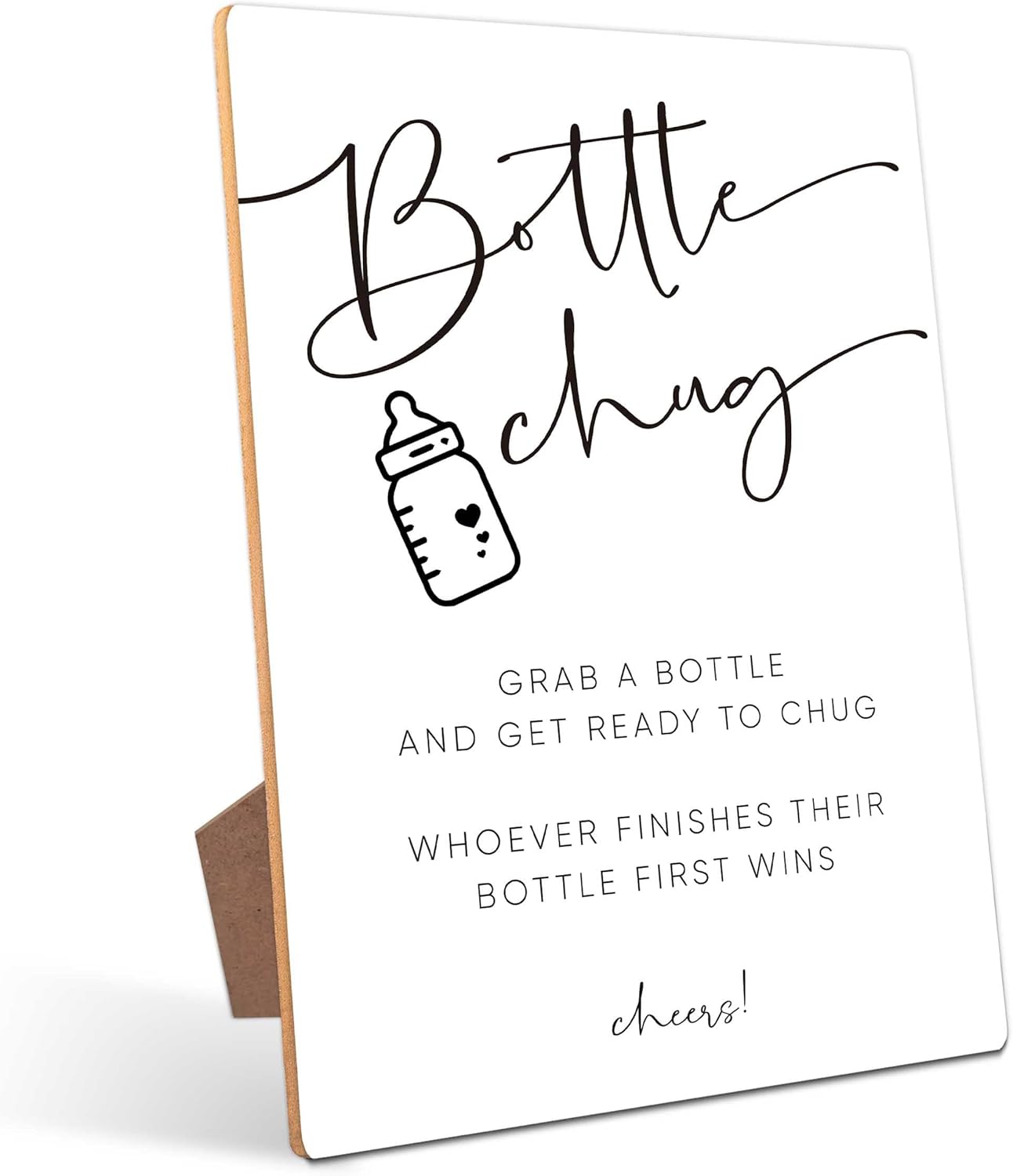Bottle Chug Baby Shower Games, Neutral Baby Shower Signs, Gender Reveal Decorations, 811 Wooden Play Sign with Stand