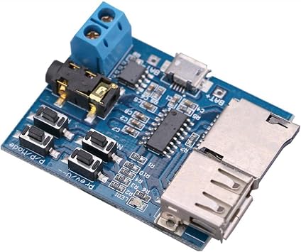 Hailege TF Card U Disk Play MP3 Decoder Player Module with Audio Amplifier Audio Decoding Player Module Micro USB 5V Power Supply Pack of 2