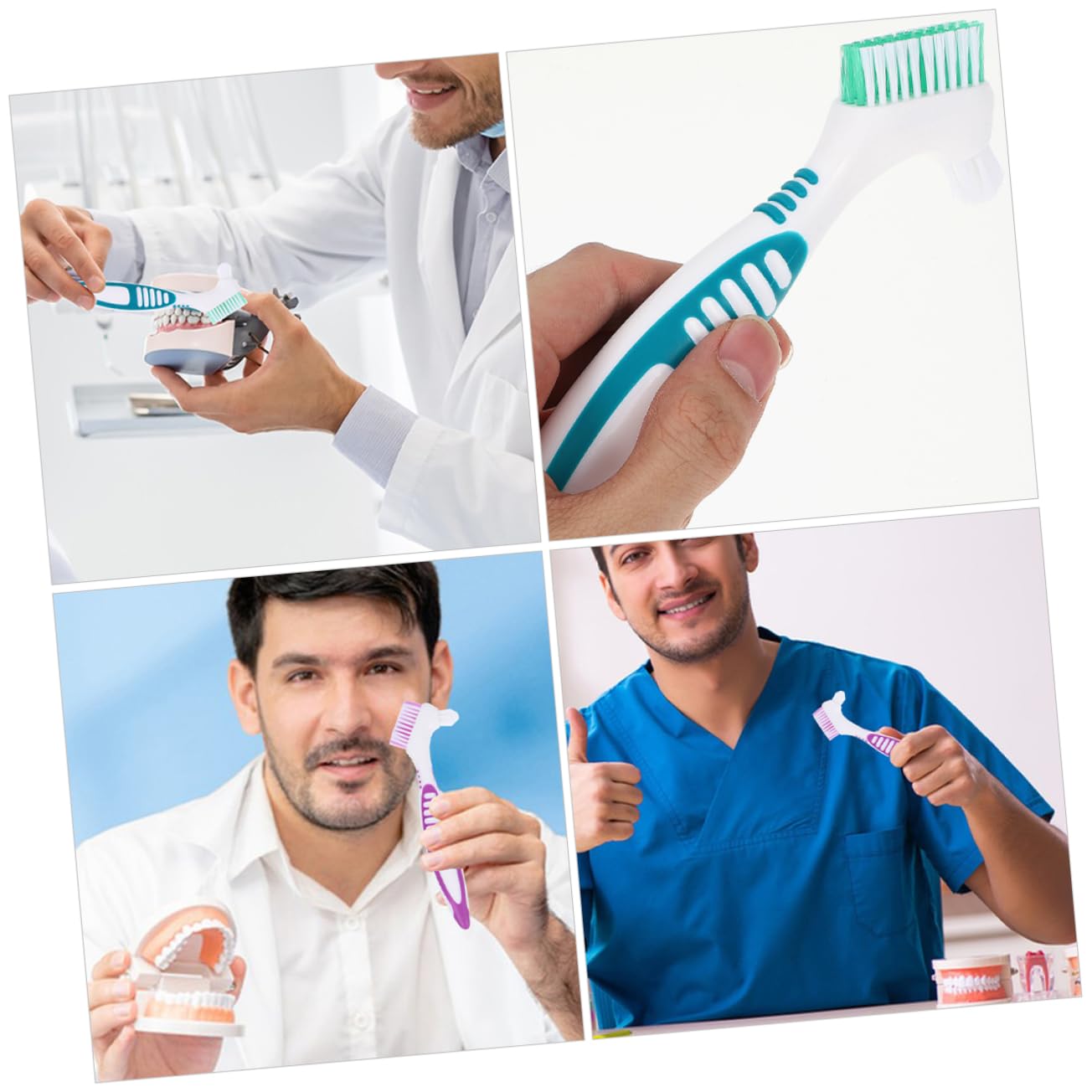 CALLARON 16pezzi Spazzole Per Dentiere Per Per Rimuovere Residui Morbide e Delicate Su e Gengive Colori