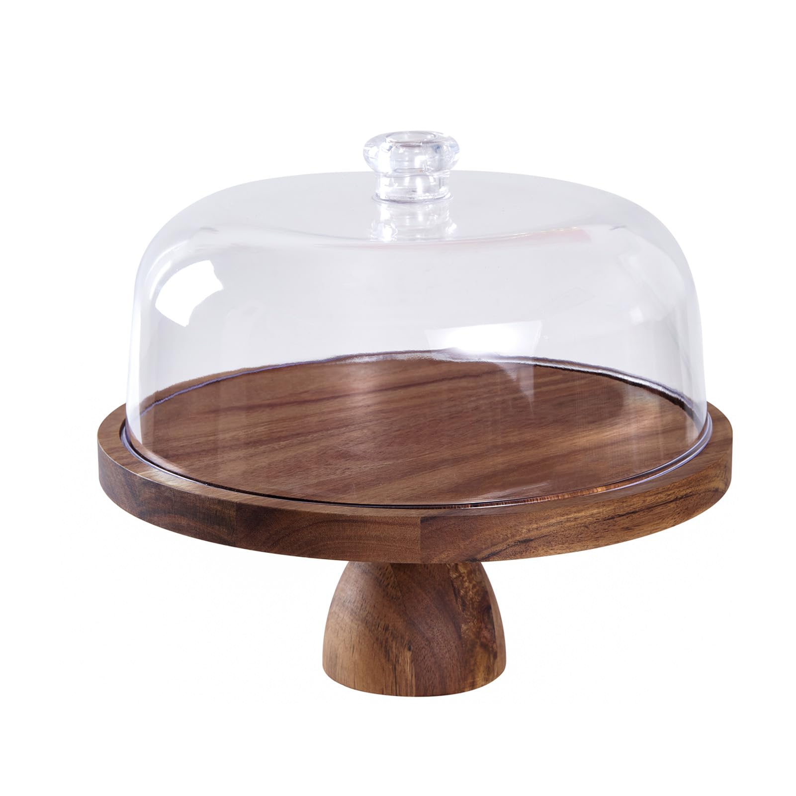 Domary Tortenständer aus Holz mit Deckel, Langlebiges Akazienholz-Display für Kuchen, Party, Obstteller, 30,5 cm, Runder Desserttisch für Küchenzubehör