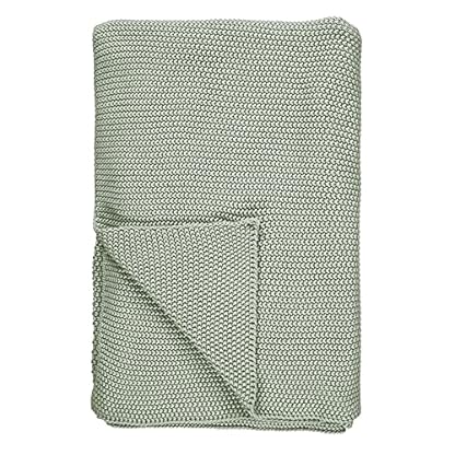 Marc O'Polo Plaid Nordic Knit Soft Green 130x170 cm Wohndecke Plaid Wohnzimmerdecke Kuscheldecke Decke Sofadecke kuschelig warm Wohnzimmerverschönerung Überwurf gemütlich Garden Green 130x170