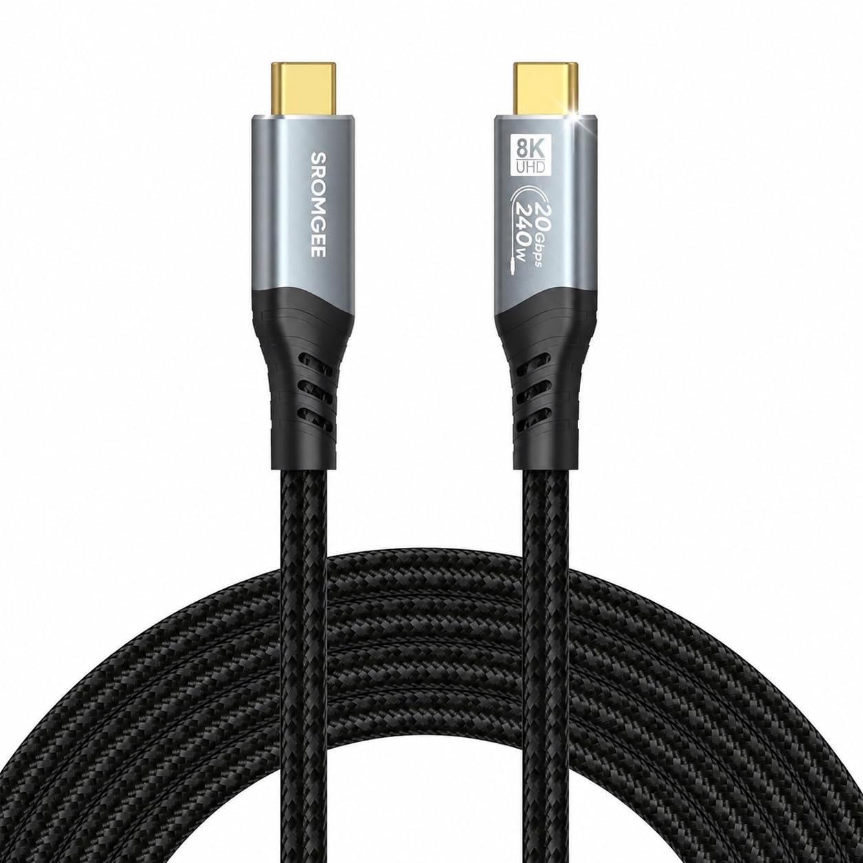 Cable de monitor USB C a USB C 3.2 Gen 2 de 3.3 pies, cable de pantalla USB C de 8 K a 60 Hz/4K a 240 Hz, transferencia de datos de alta velocidad de 20 Gbps, cable de carga ultra de función