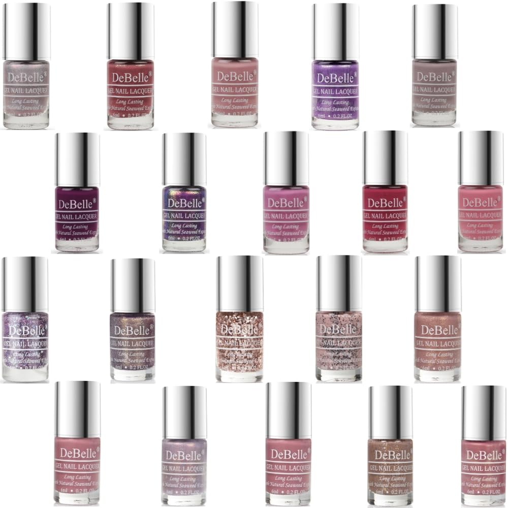 DeBelle Combo of 20 Nail Polish Non Uv - Gel Finish |Chip Resistant | Seaweed Enriched Formula| Long Lasting|Cruelty And Toxic Free|
