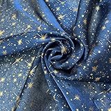 GNSN Organza Shiny Star Lace Mesh Fabric Sheer Background for Costume Dress (Navy Blue)