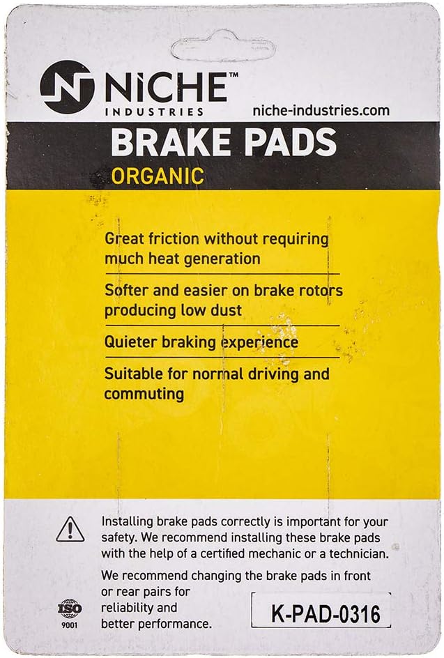 NICHE Brake Pad Set for Harley Davidson Street Rod Glide Road King Front 41854-08 Alloy Steel Rear Organic (Pack of 2)