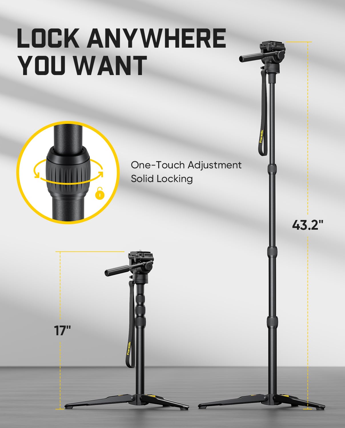 Fanttik DT10 Pro Tripod for Measurement Tools Flexible Head Lightweight | 2.2 Lbs Lightweight 360 Flexible Pan Head Quick Release Plate with 14-20 Thread Mount for Measurement Tools product thumbnail 6