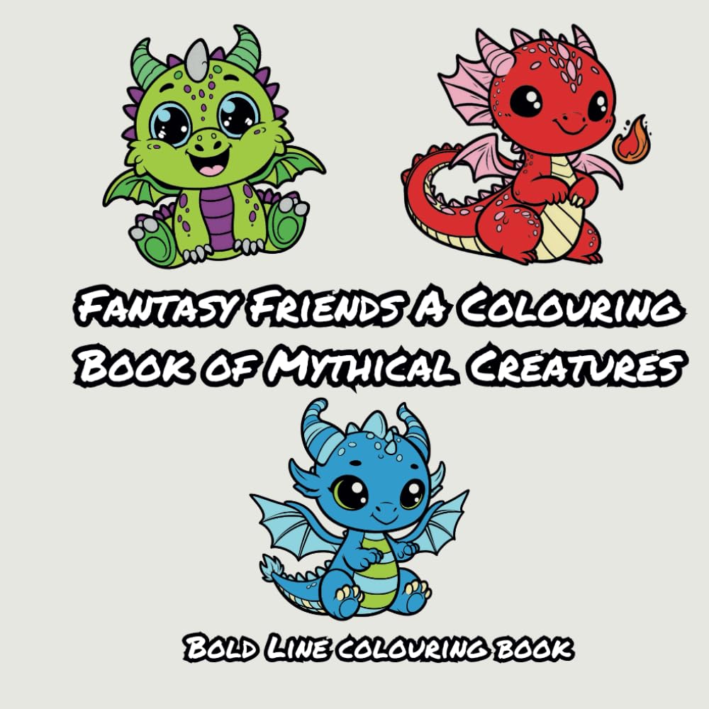 Fantasy Friends A Colouring Book of Mythical Creatures cute, bold and easy colouring book