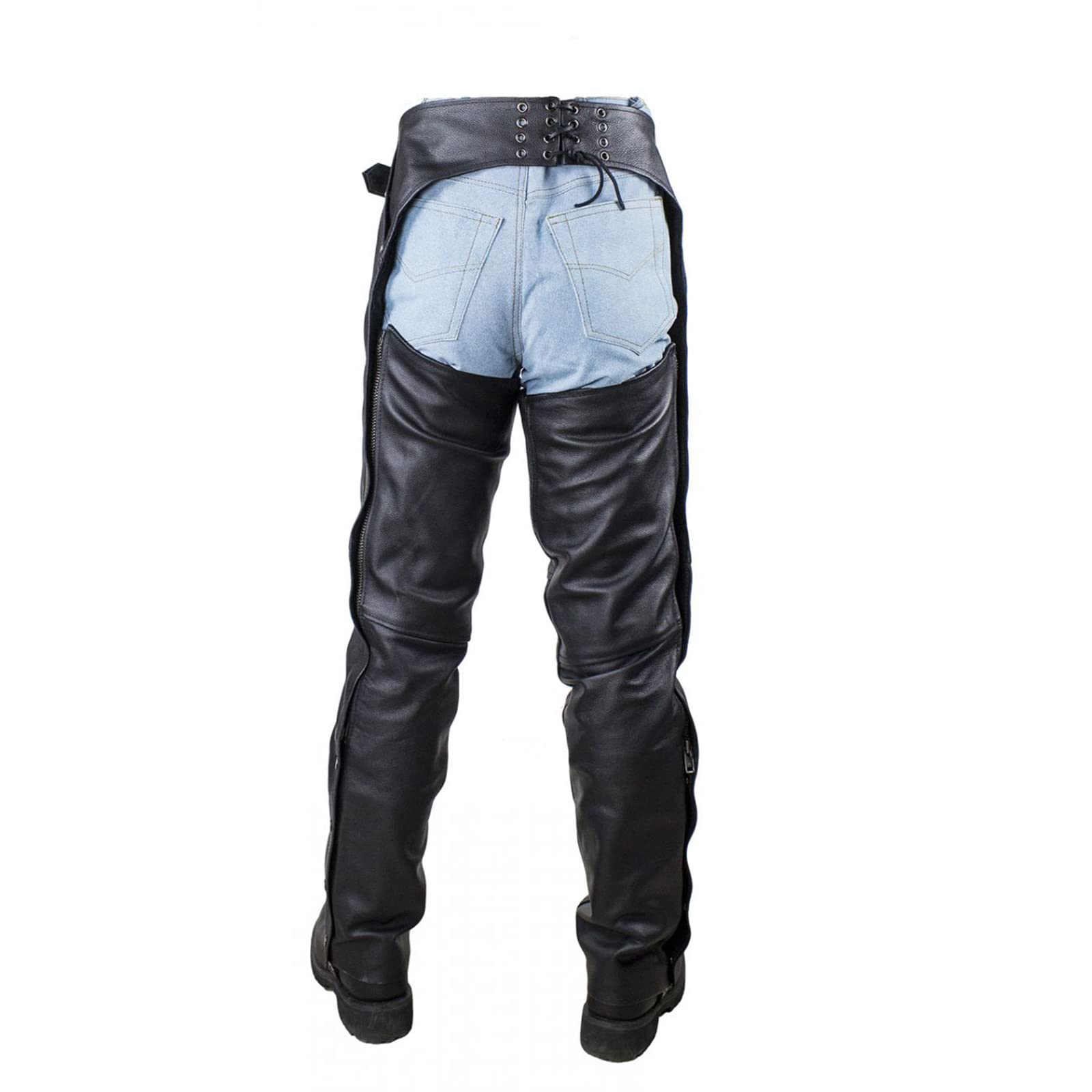 GARGOYLE BELLS Premium Motorrad Leder Chaps Herren Damen Echtleder Reißverschluss Cowboy Motorrad Chaps