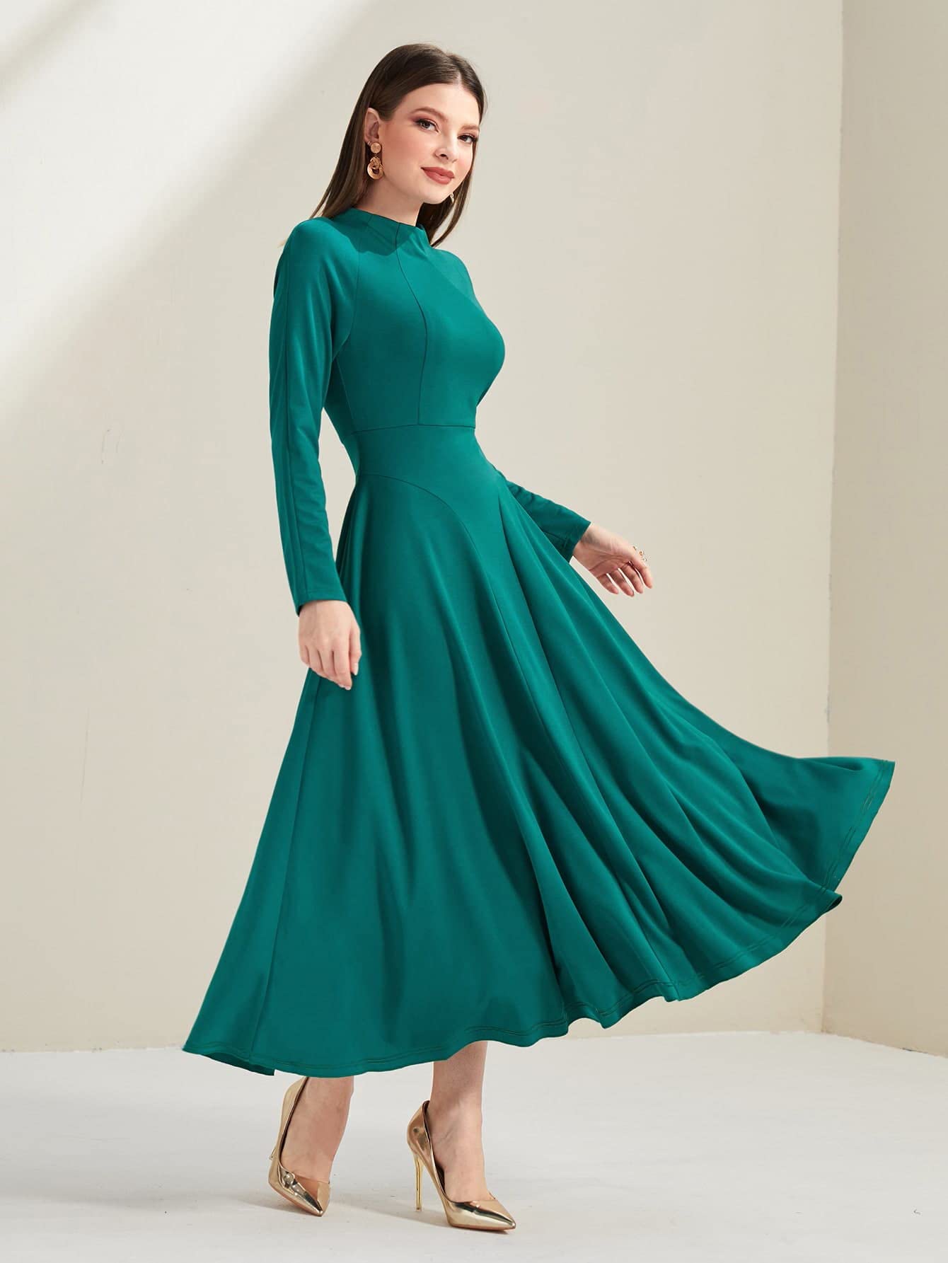 Women's Shirt Mock Neck Raglan Sleeve Dress (Color : Teal Blue, Size :  Medium) : Amazon.ca: Clothing, Shoes \u0026 Accessories