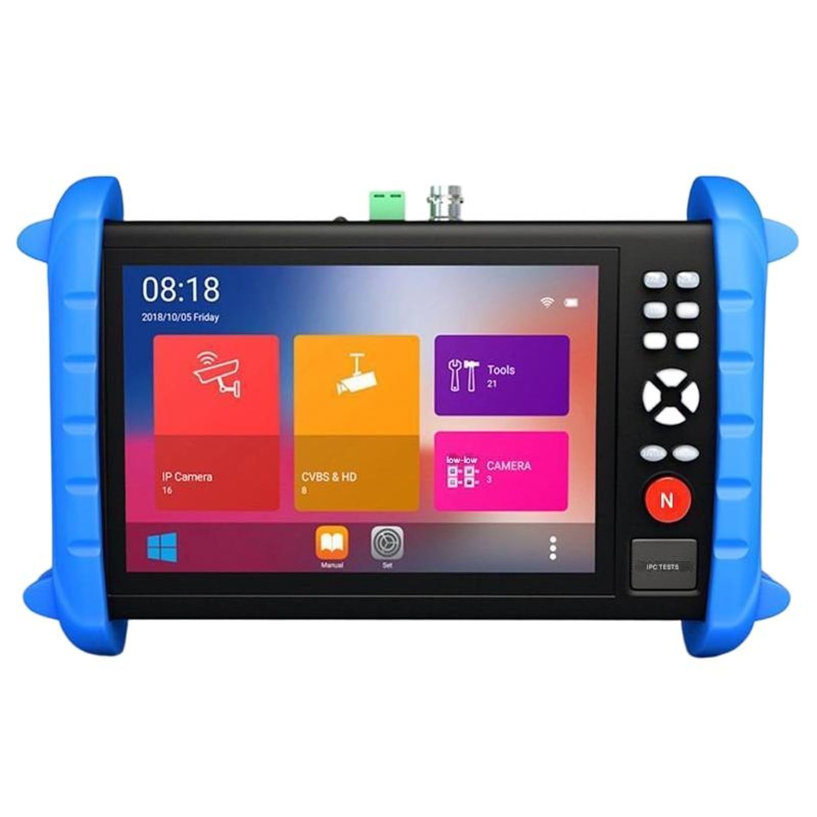 Tester per analizzatori CCTV Tester for telecamere IP IPCXS-ACHT 5 in 1 Test video di rete/analogico/coassiale AHD/CVI/TVI Uscita HDMI con touch screen/display LCD