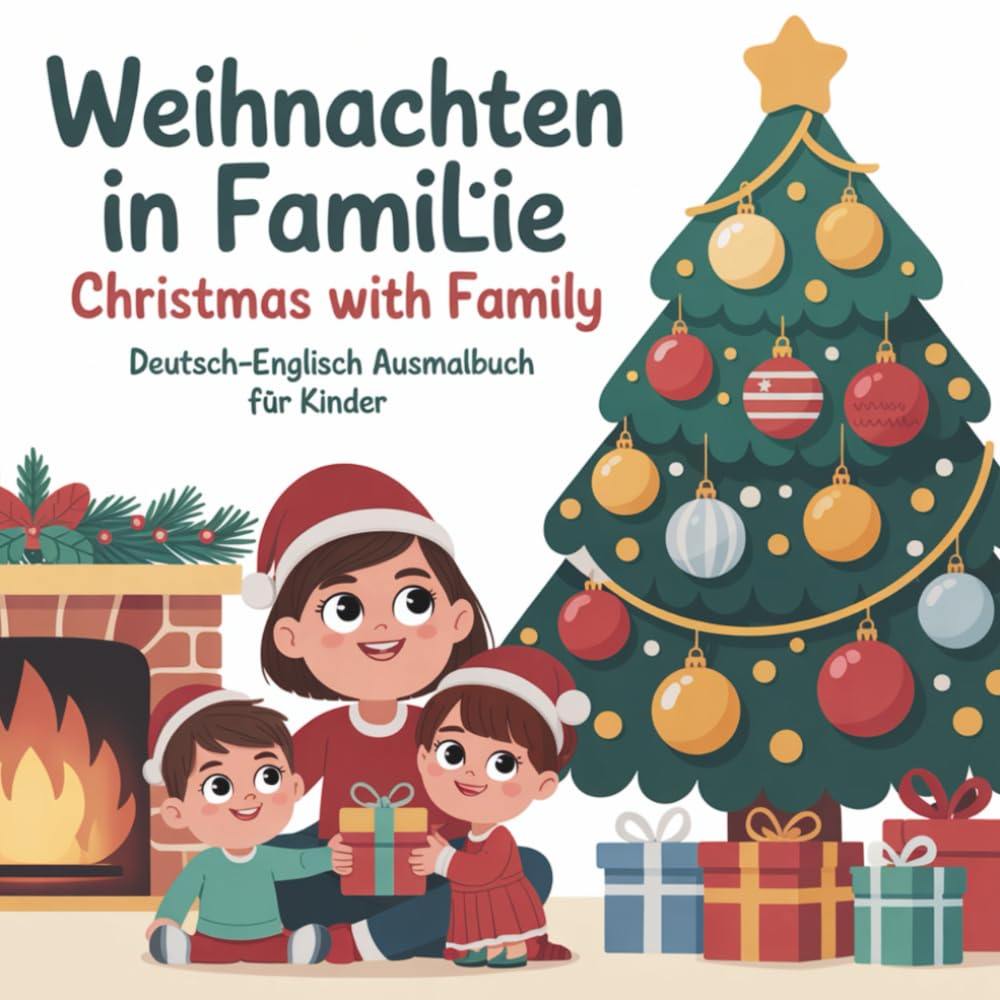 Weihnachten in Familie – Christmas with Family: Deutsch Englisch Ausmalbuch für Kinder (Deutsch - Englisch Ausamalbücher für Kinder)