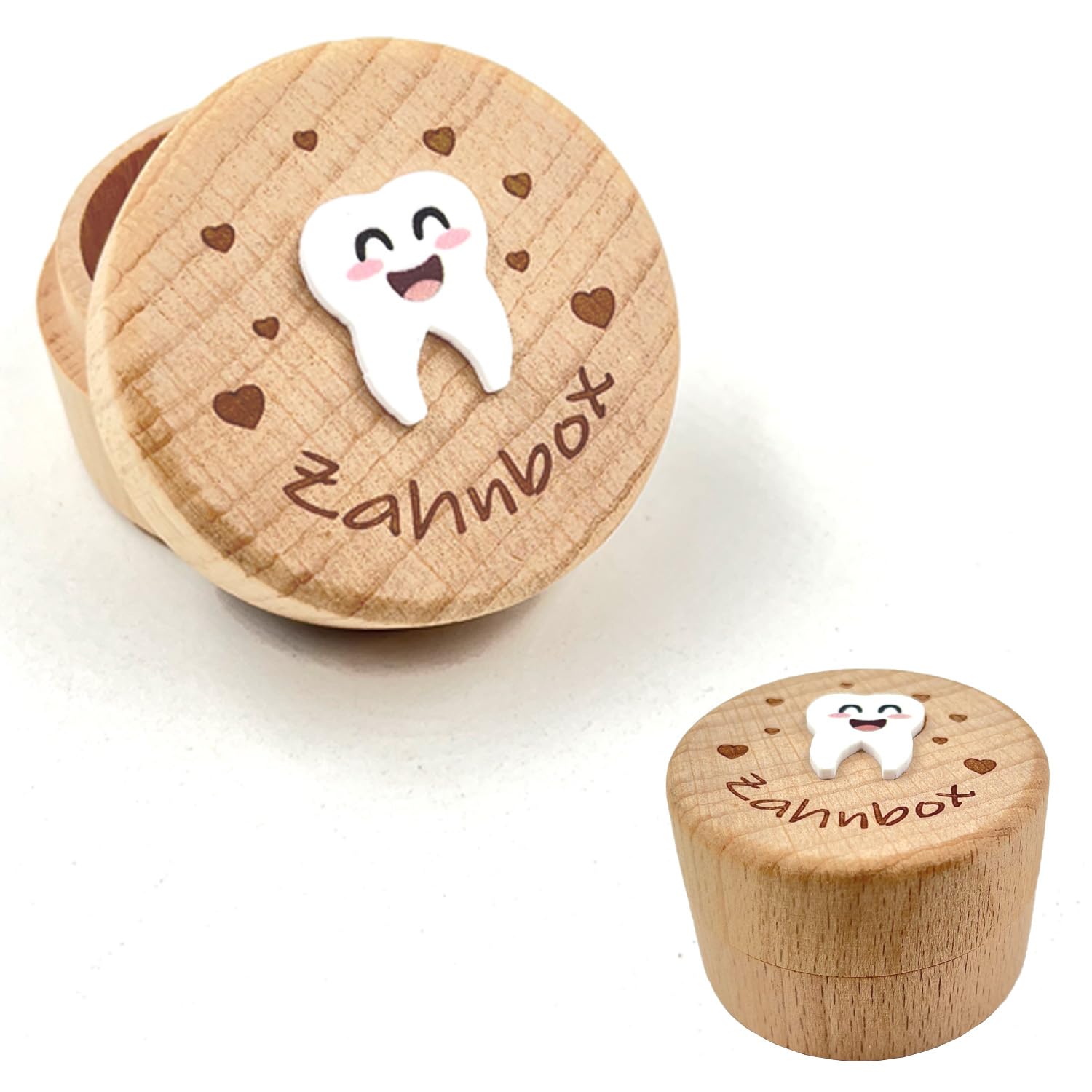 YOGAZEN Milchzahndose, Zahndose Milchzähne Jungen, Zahndose Milchzähne Mädchen, Bedruckt mit 3D-Cartoon-Zahnmuster milchzahndose, Kreative Tauf- und Geburtstagsgeschenke für frischgebackene Eltern