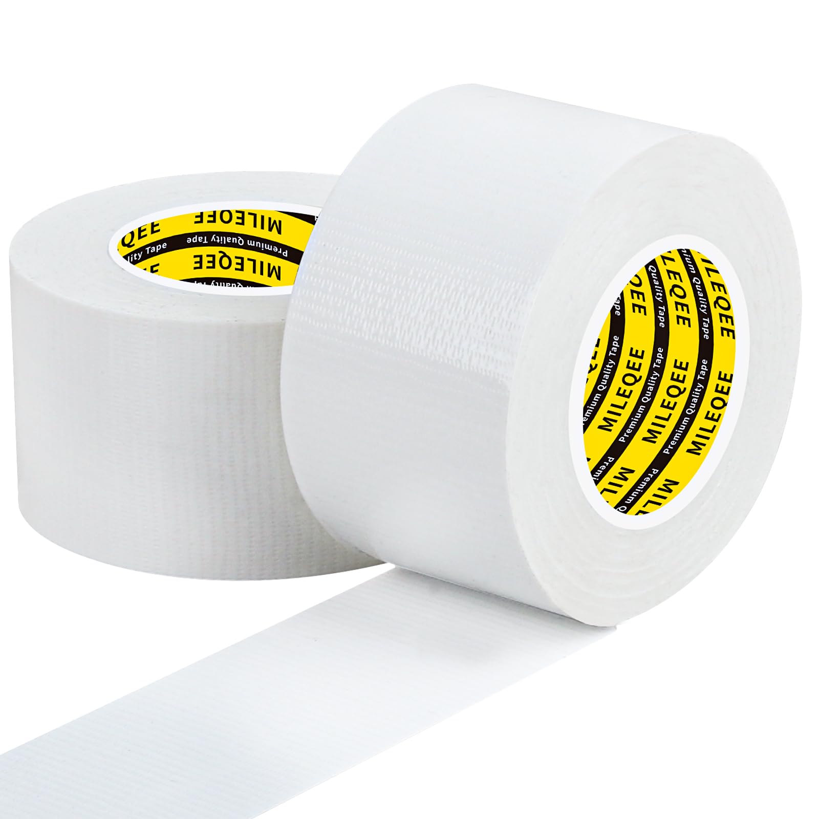 MILEQEE 2Pack Duct Tape Heavy Duty Single Sided, Strong Adhesive High Strength, Waterproof Mesh Tape for Indoor Outdoor Repairing Sealing Bonding,