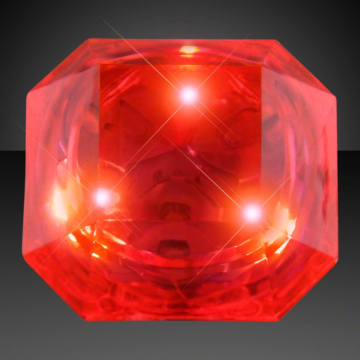 FlashingBlinkyLights Red Huge Gem Light Up LED Rings (Set of 24)