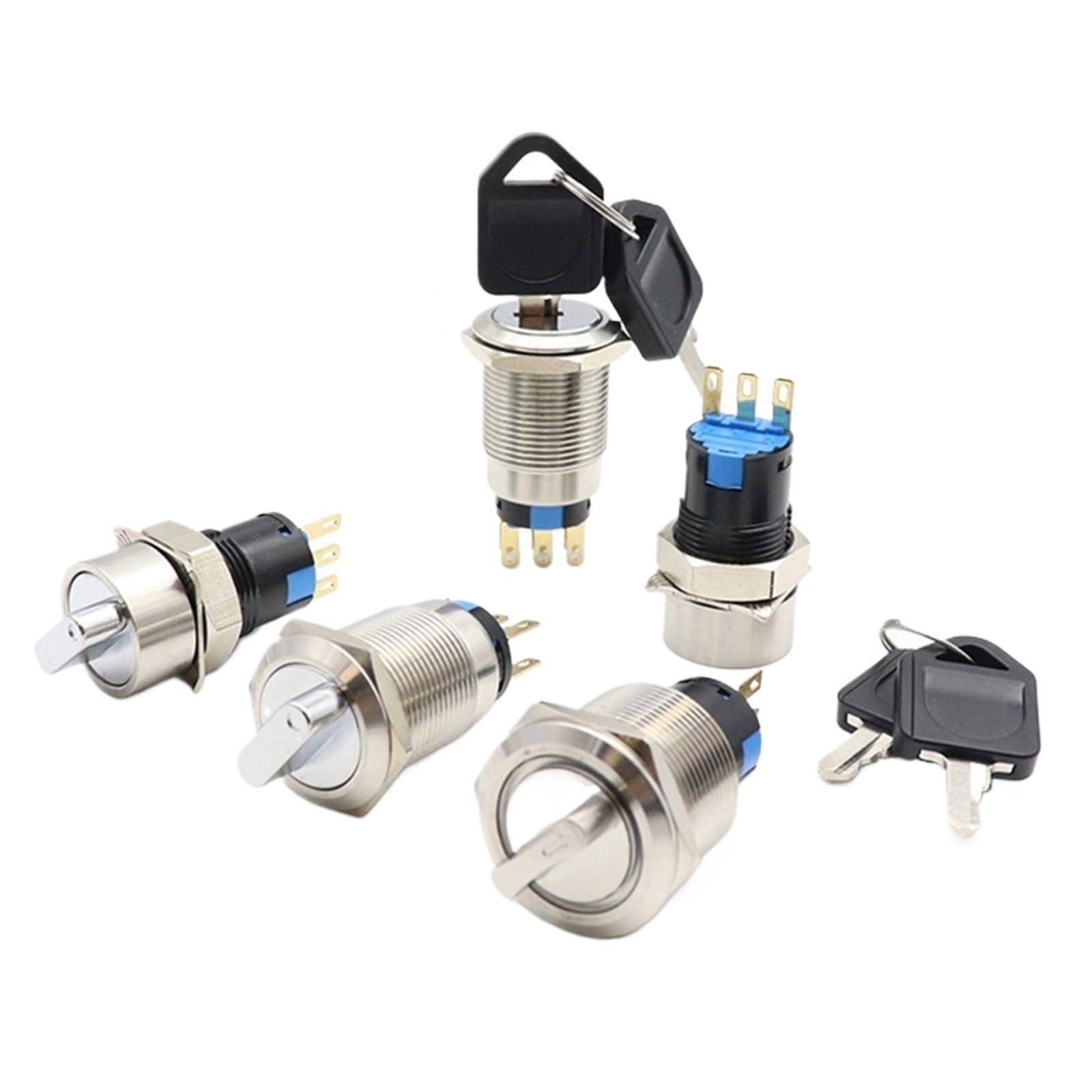 12/16/19/22 mm Reset chwilowy stały zatrzask wodoodporny IP65 metalowy przełącznik obrotowy 2/3 pozycja z pokrętłem klucza 3/6 pinów
