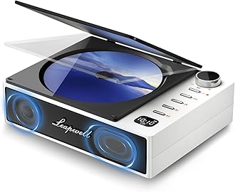 CD Player Portable, Leapwell Portable CD Player with Speakers Bluetooth Rechargeable, Small Compact Retro CD Players for Home, Personal Desktop CD Player with USB White