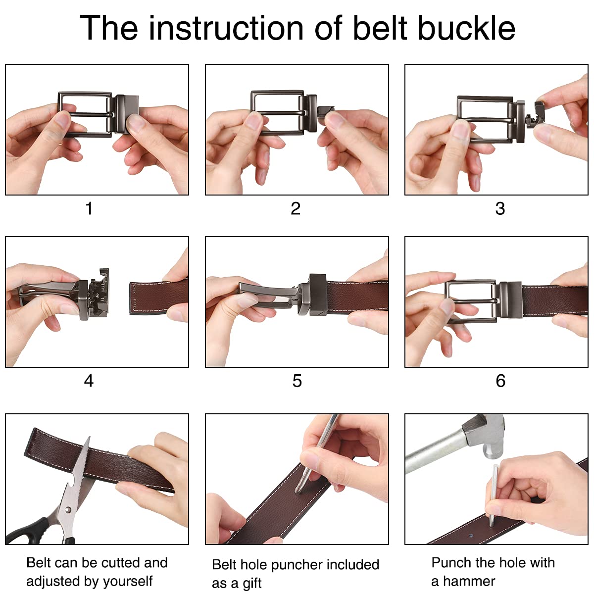 flintronic Cintura da Uomo in Pelle con Fibbia Automatica, Moda Cintura a Cricchetto 3.5cm * 130cm, con Portachiavi e Confezione Regalo