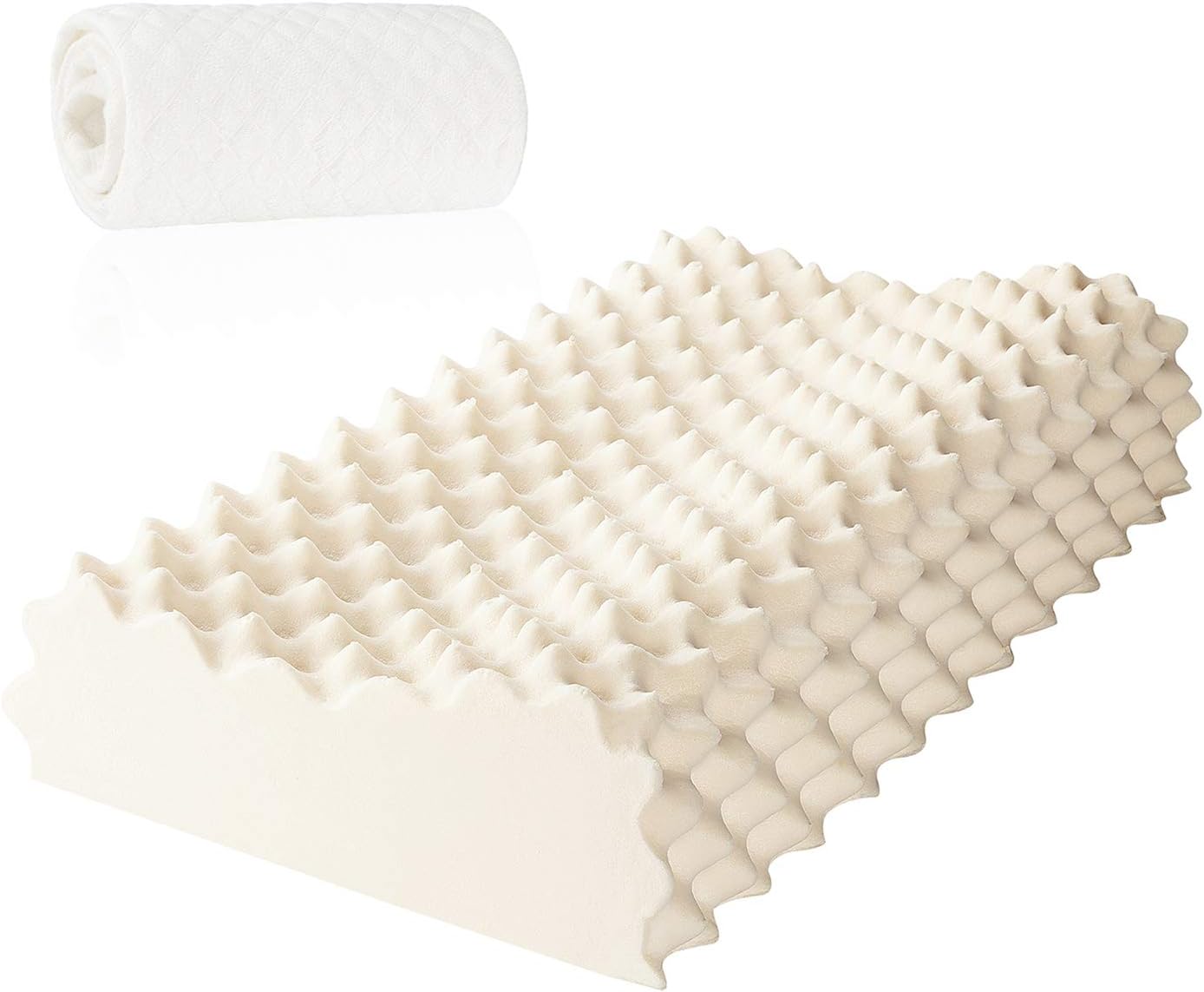 POPRUN Cervical Orthopedic Pillow,Massage Design Luxury Natural Latex Pillow for Neck Support Pain Relief with Washable Zipper Removable Cover 60 x 35 cm