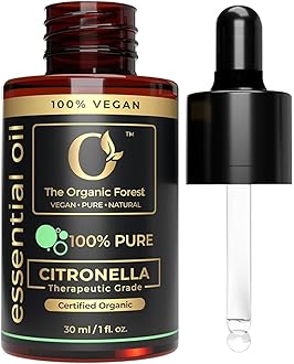 100% Plant Based & Organic Citronella Essential Oil for Diffuser | Keeps Mosquitoes Away Naturally & Skin-Friendly Aromatherapy Oil | For Humidifier, Candle Making & Relaxation