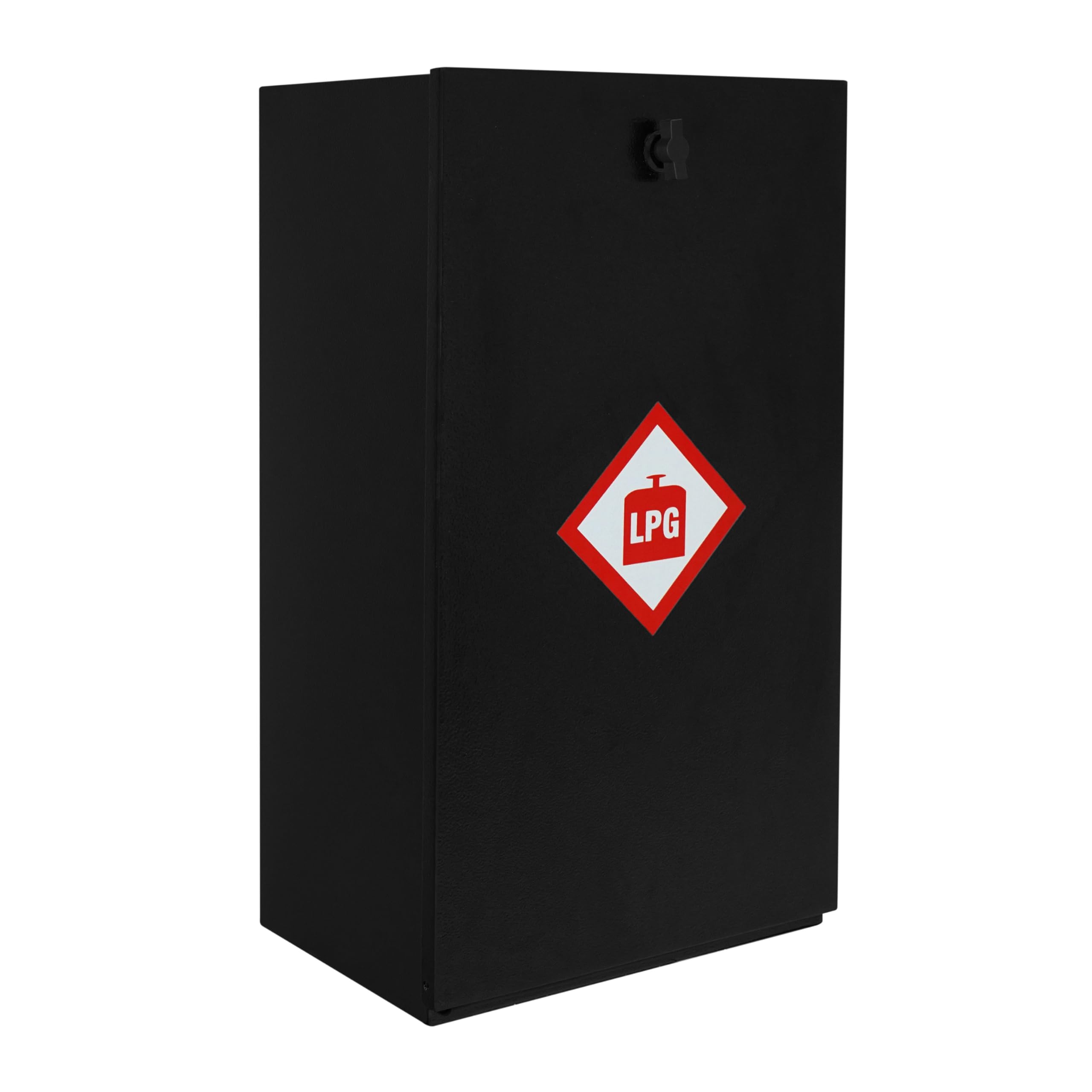 Armario para Bombona de Gas 6 kg/7 kg Metálico – Caja de Acero con Ventilación, Tapa Extraíble y Base Antideslizante – Autocaravana, Camper y Caravana – 59×32×35,5 cm