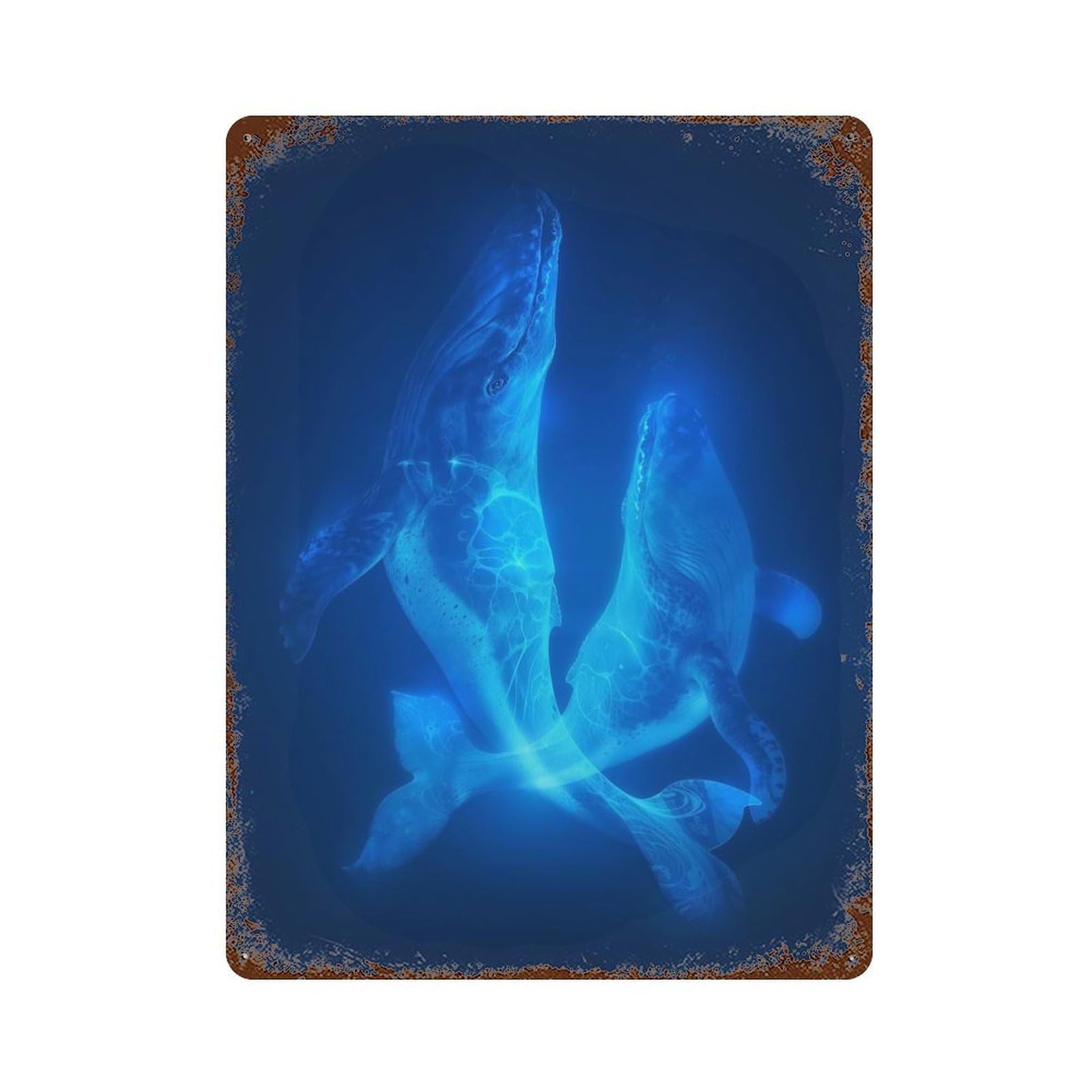 Garage Style Luminous Leviathans Vintage Rust Metal Sign 15.7"x11.8", Industrial Home Decor for Bar And Workshop