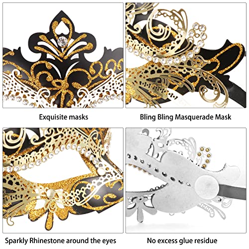 Image of Coddsmz Couples Venetian Masquerade Mask Set Luxury Style Princess Party Mask for Couples Women and Men Mardi Gras Masks