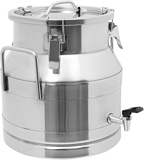 201 Stainless Steel Milk Jug, 20L/5.28Gal Milk Can Sealed Lid Tote Jug, Heavy Duty Pot Oil Liquid Storage Barrel with Faucet & 2 Handles for Wine Cheese & Cream