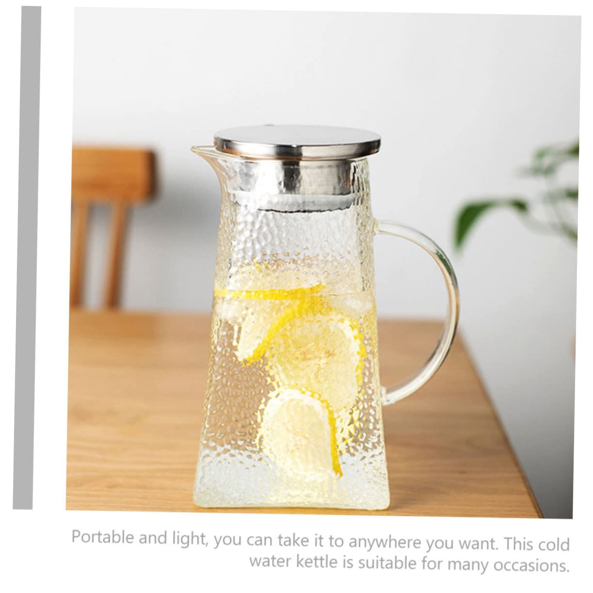 Jarra de Agua de Vidrio con Tapa 1, 5 L Diseño Martillo