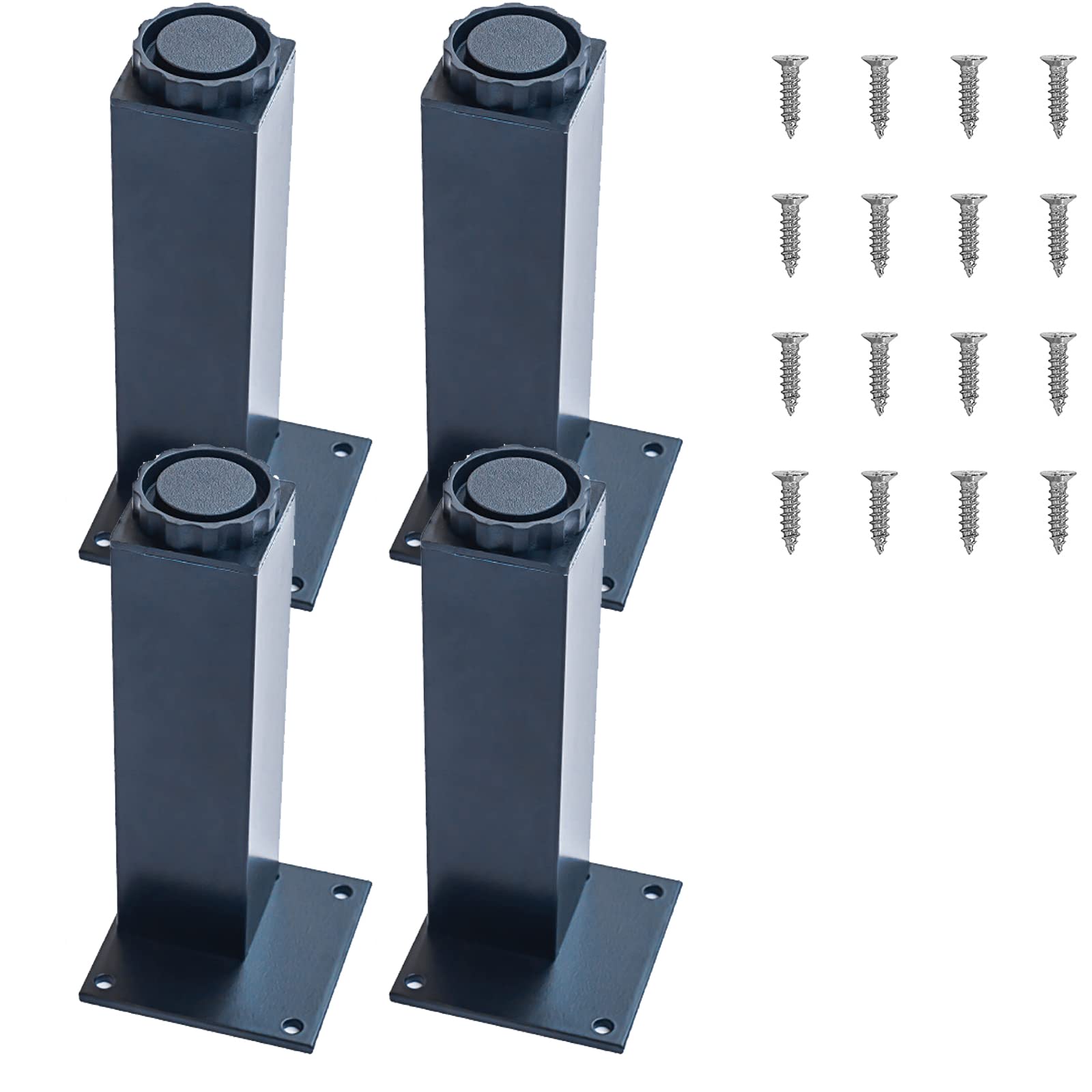 SRHIMEOS Pieds De Meubles en Espace Aluminium, Lot de 4 Pieds De Table à Vis,Remplacement Pieds De Lit Alliage d'aluminiumpour Canapé Chaise Cabinet Fauteuil Armoire (Black 12cm/4.72in)