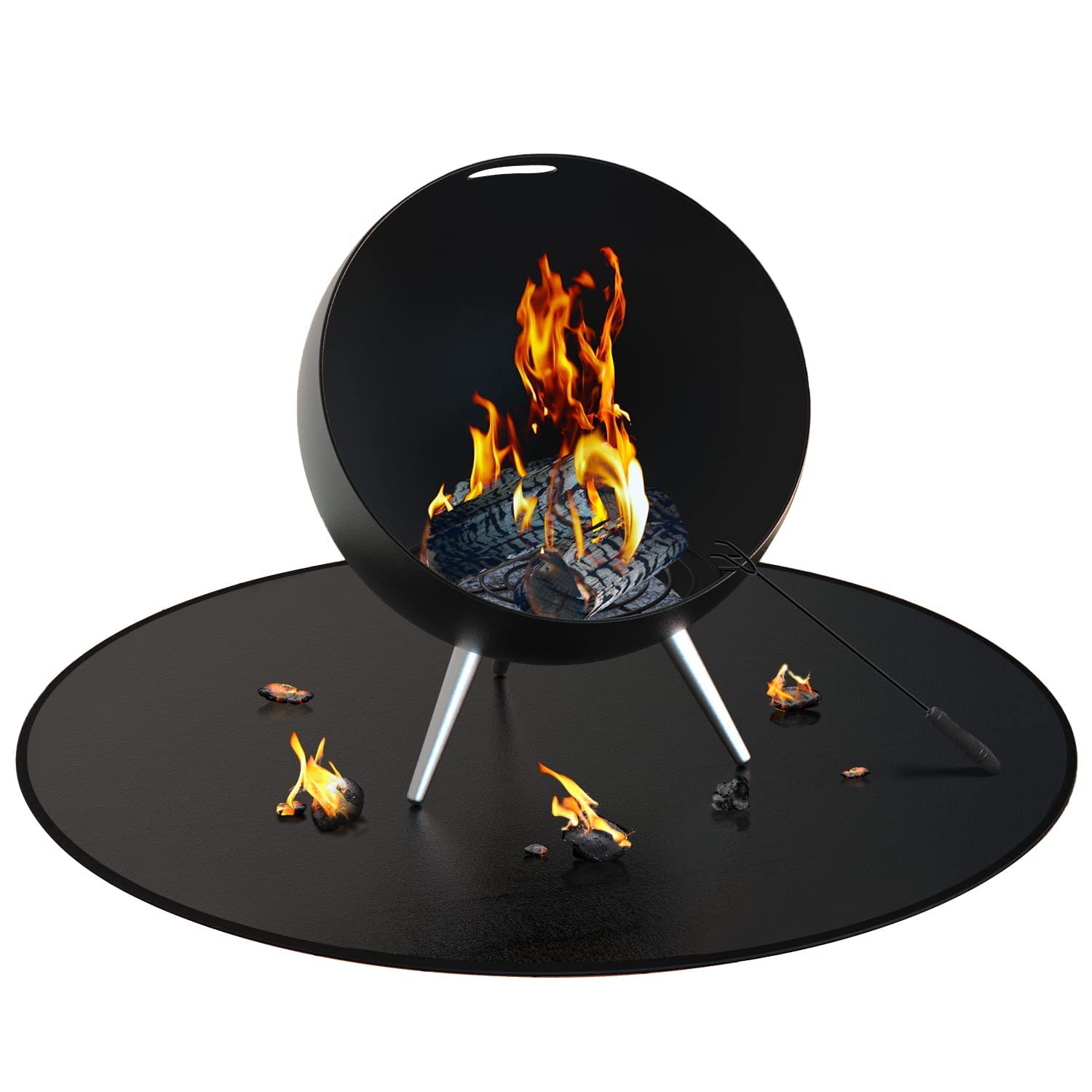 SIRUITONLarge Under Grill Mats, 36″ Round Under BBQ Mat Protect Decks and Patios from Grease Splatter, Absorbent Oil Reusable and Washable