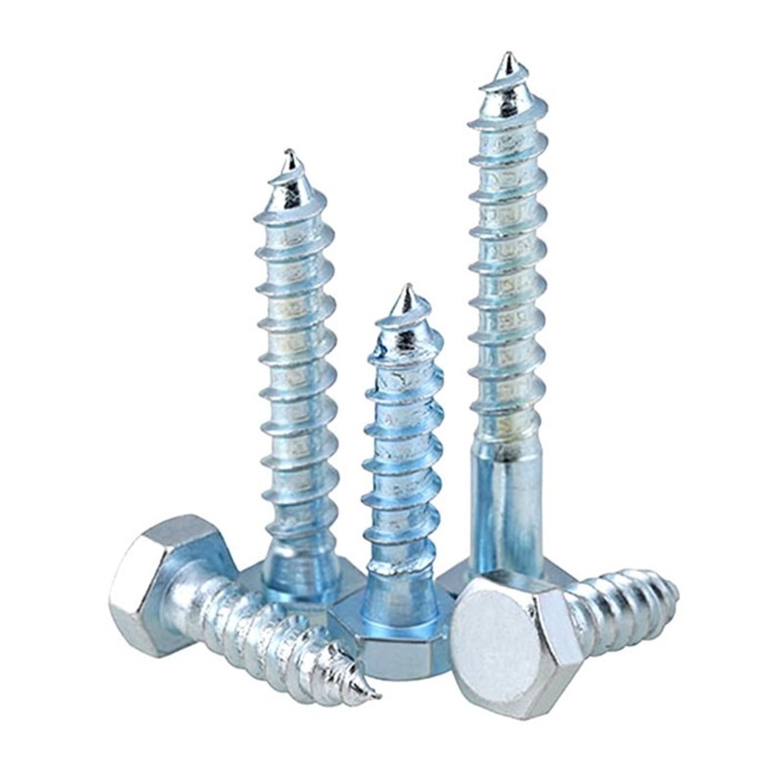 Tornillos Tornillos autorroscantes Tornillo de ace Tornillos autorroscantes hexagonales externos galvanizados en blanco M10 M12 Tornillo for madera de acero al carbono de diente completo y medio dient