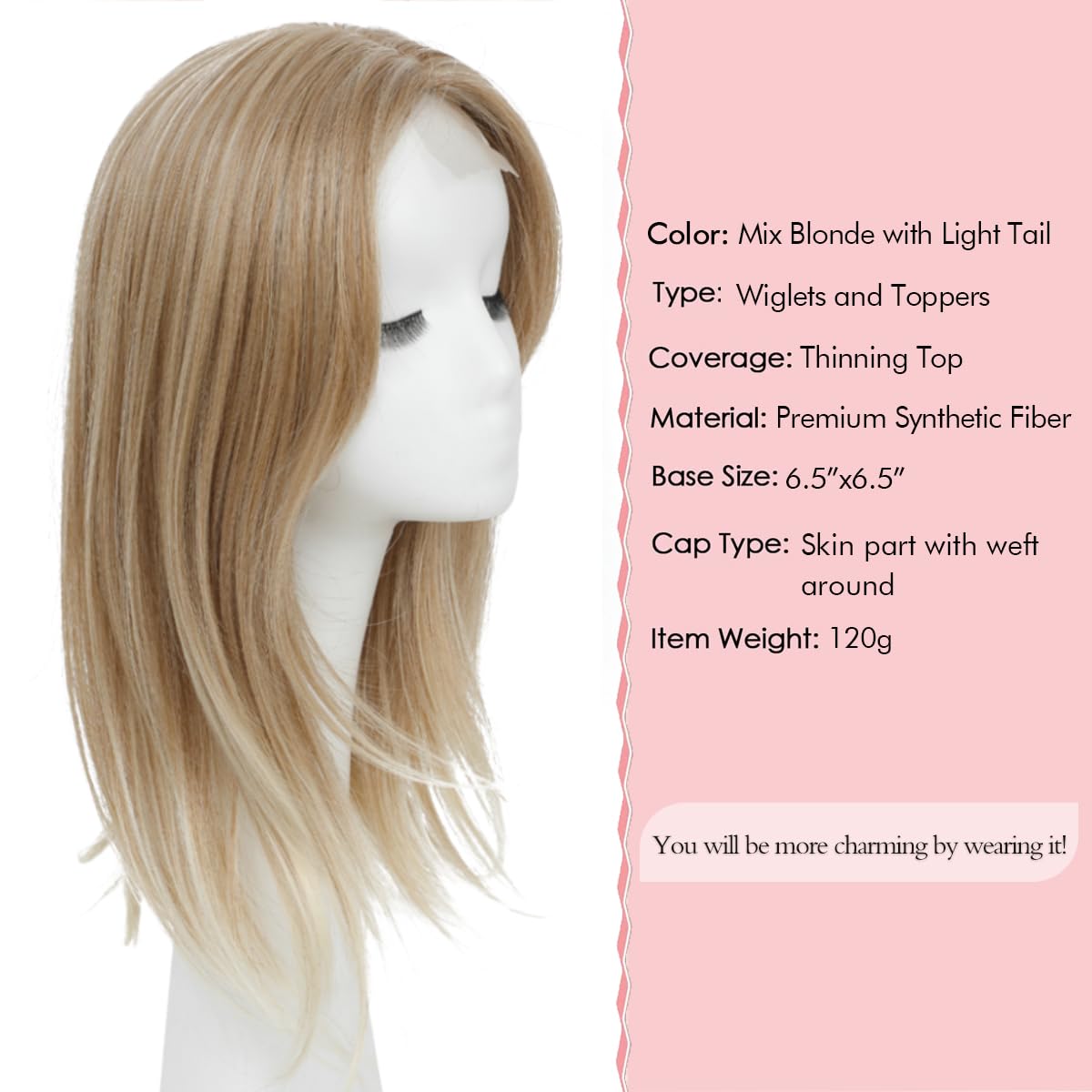 Hair Toppers for Thinning Hair 18inch Hair Pieces for Women 6.5X6.5 Inch Hair Topper Adding Extra Hair Volume - Image 3
